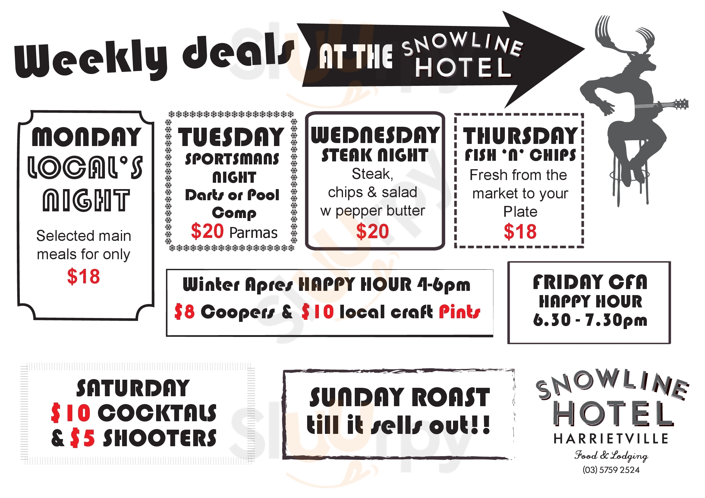 The Snowline Hotel Harrietville Menu - 1