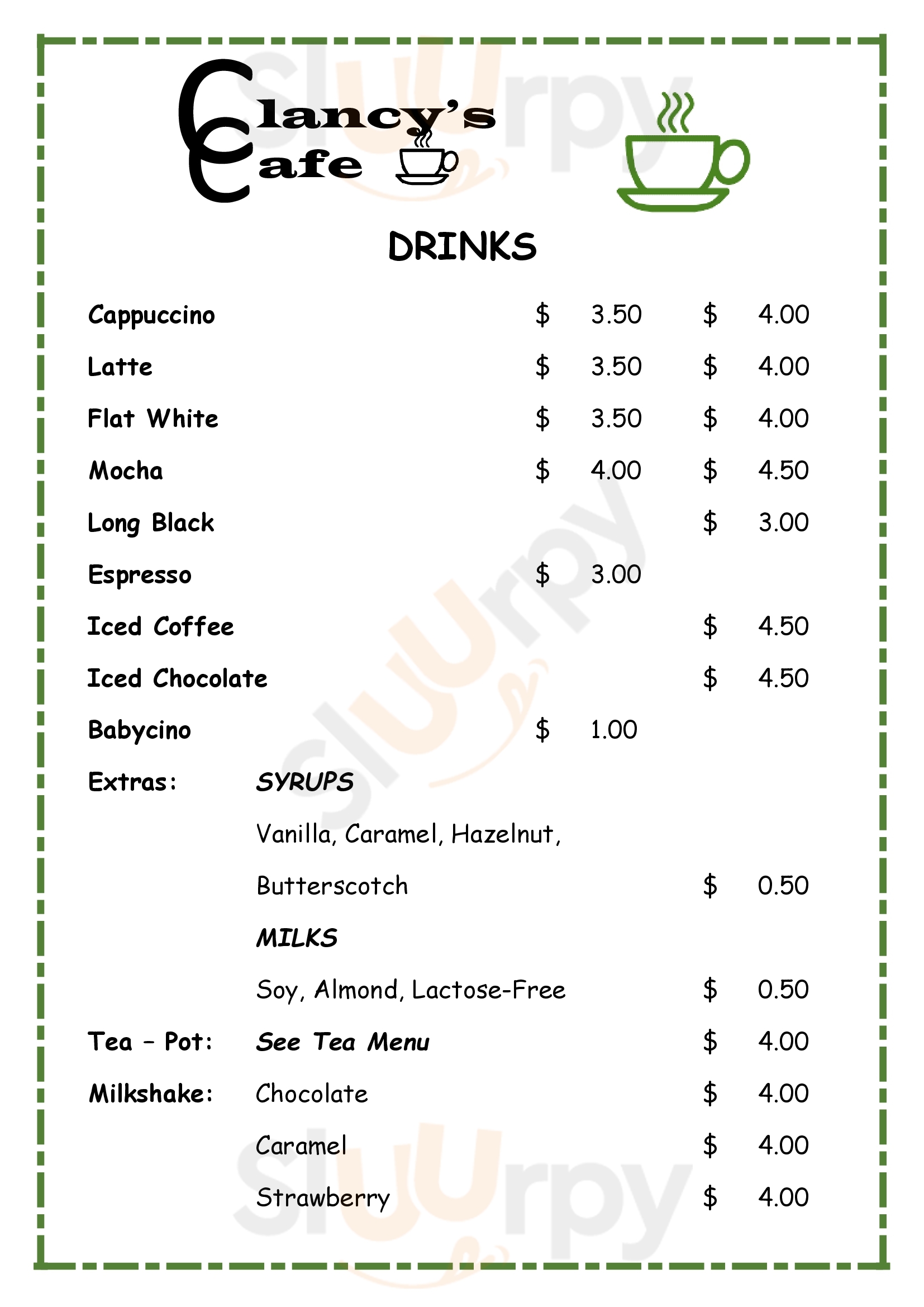 Clancy's Cafe Yeoval Menu - 1