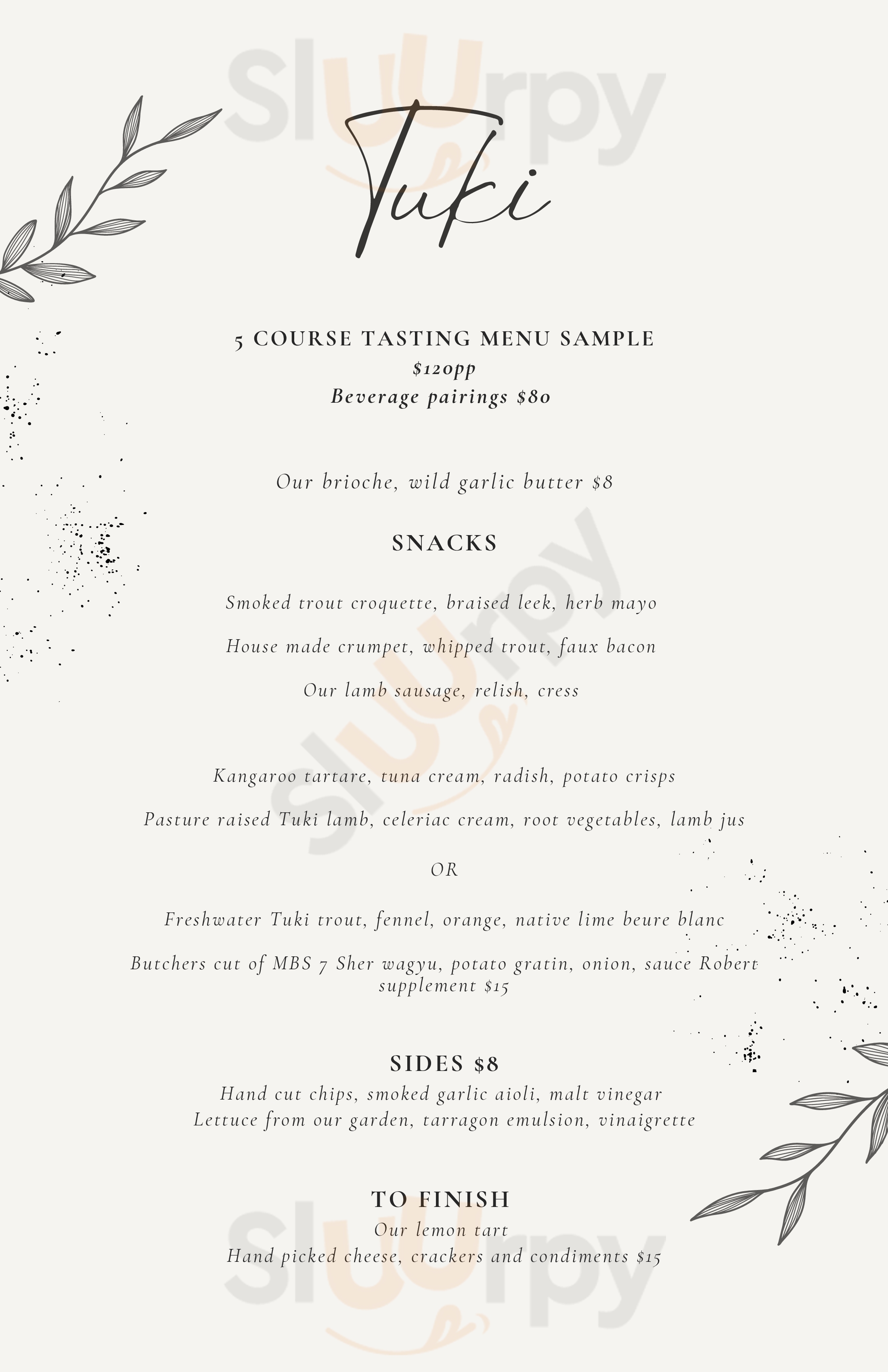 Tuki Retreat Smeaton Menu - 1