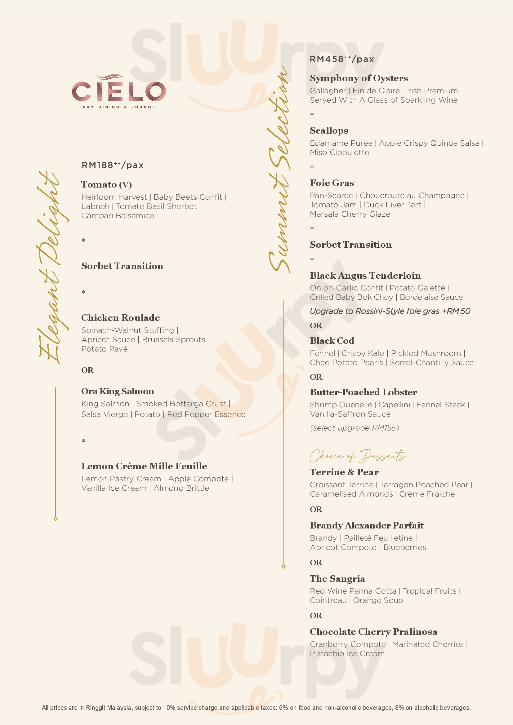 Cielo Sky Dining & Lounge Kuala Lumpur Menu - 1