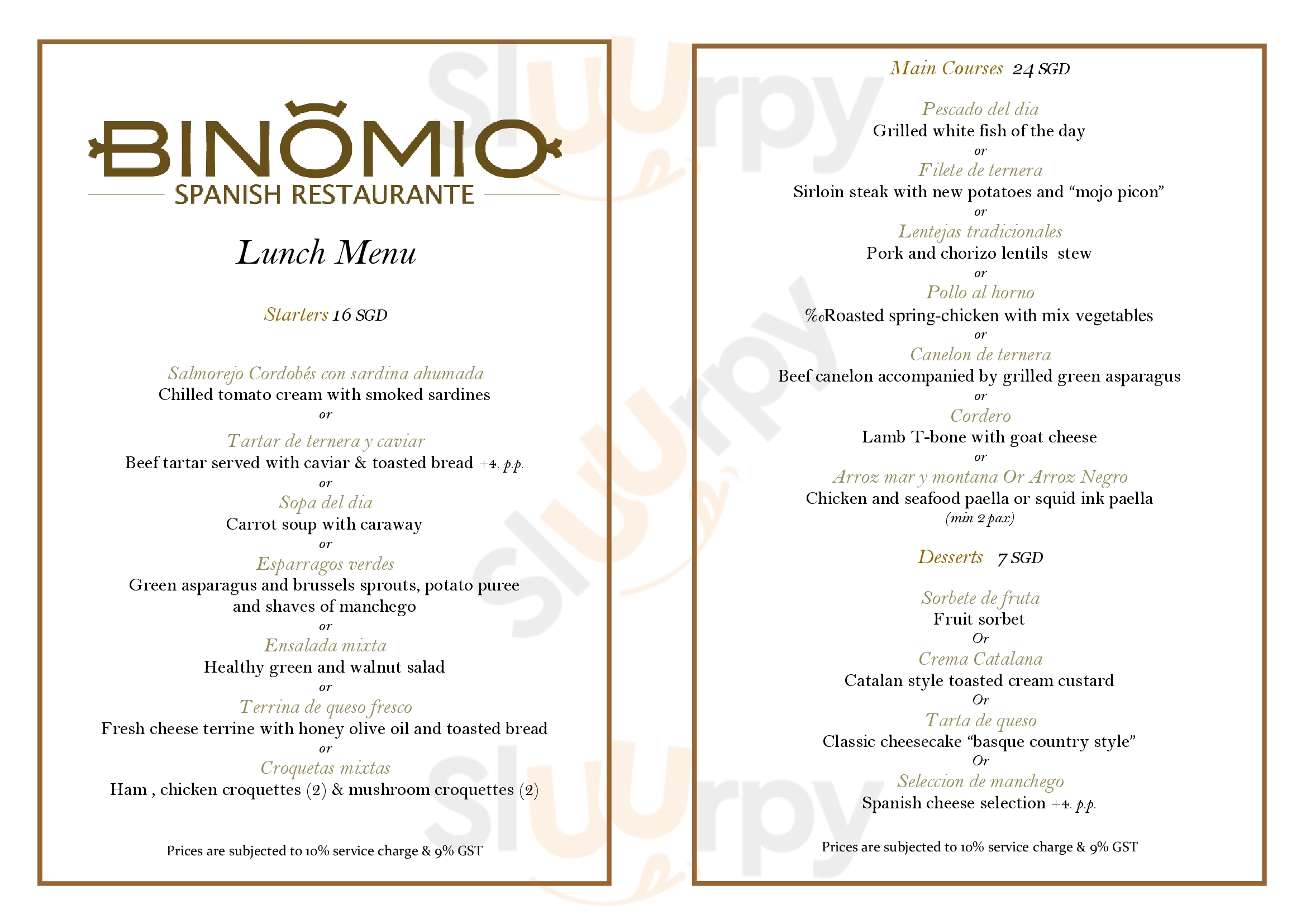 Binomio Singapore Menu - 1