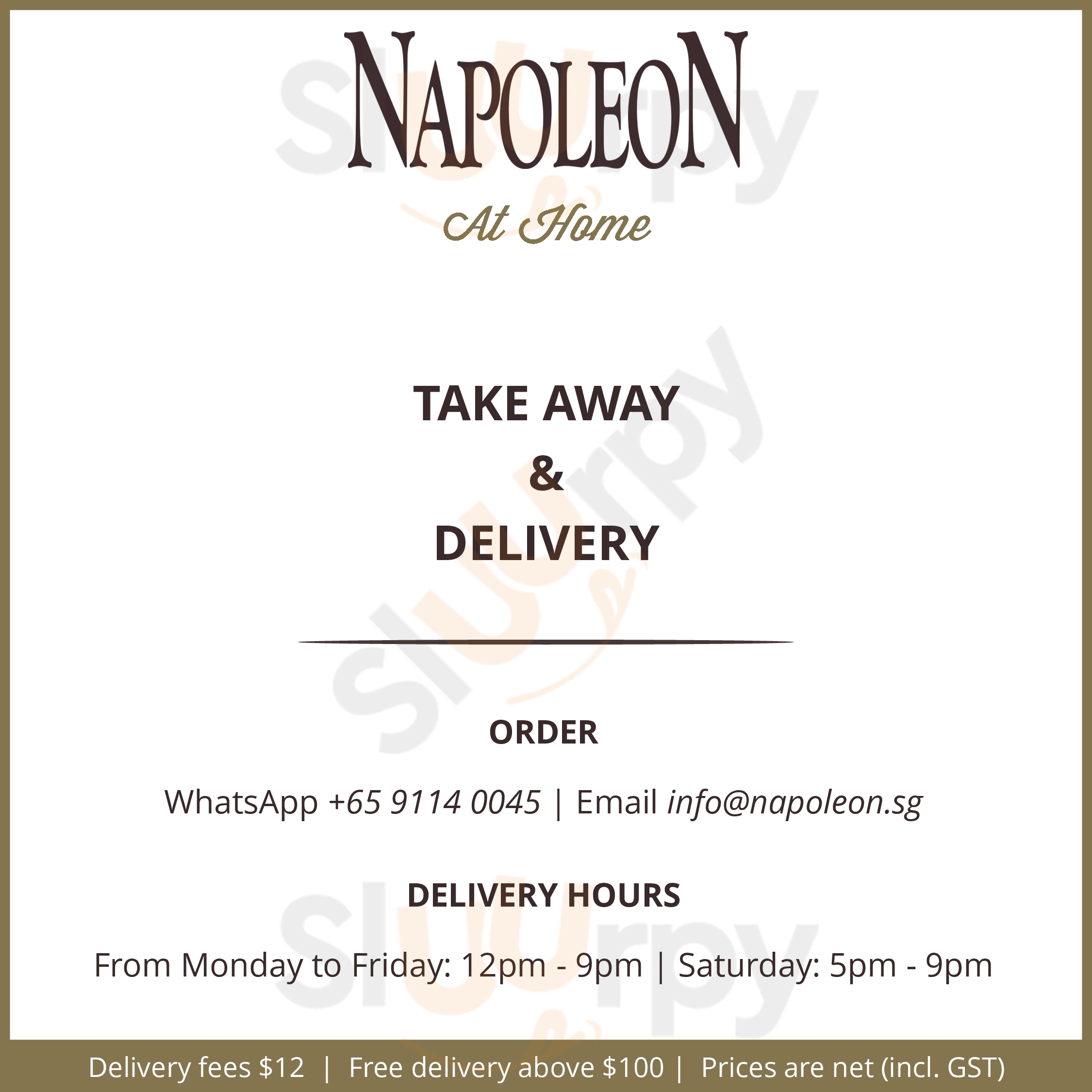 Napoleon Food & Wine Bar Singapore Menu - 1