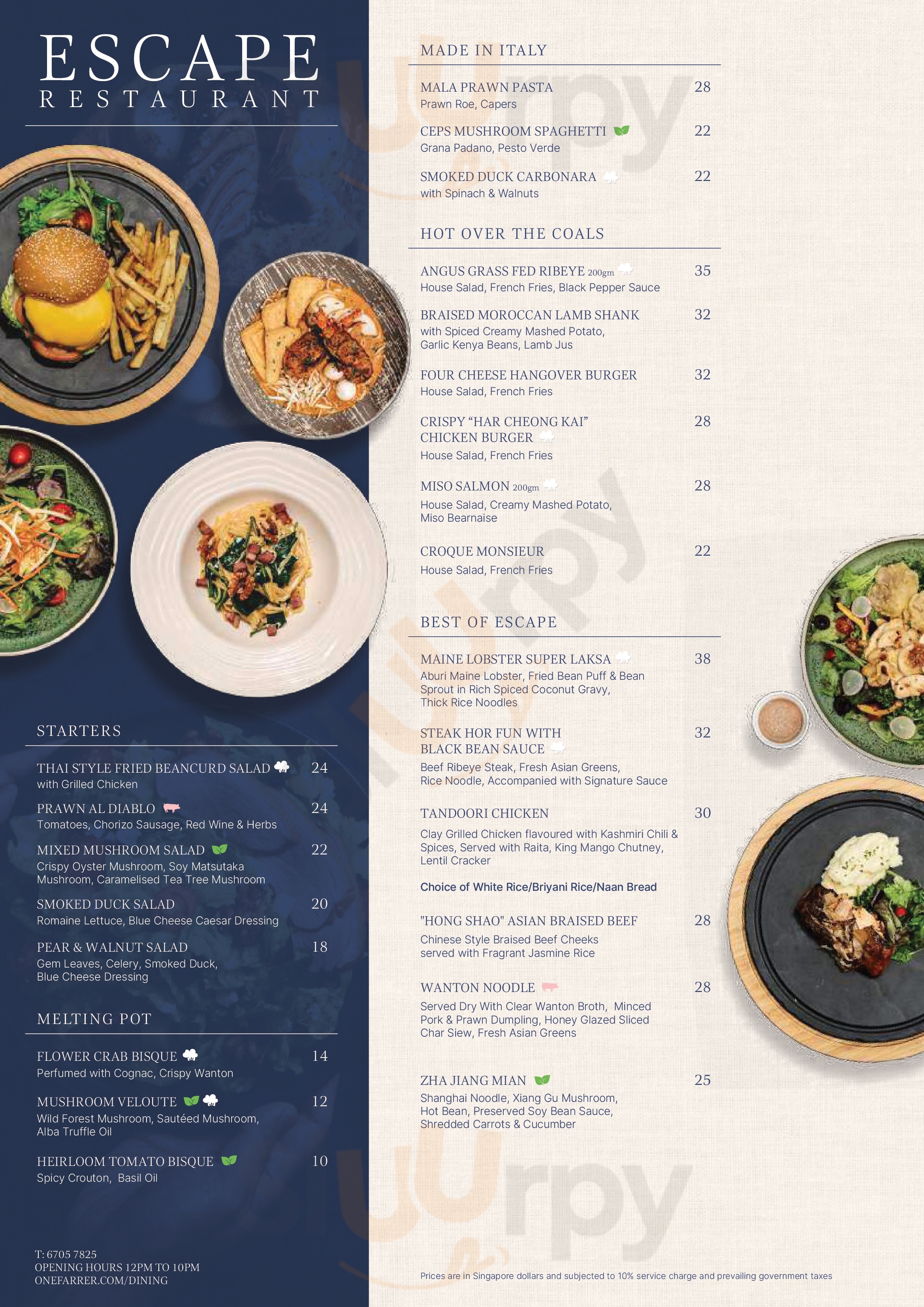 Main Menu - Escape Steakhouse & Poolside Bar