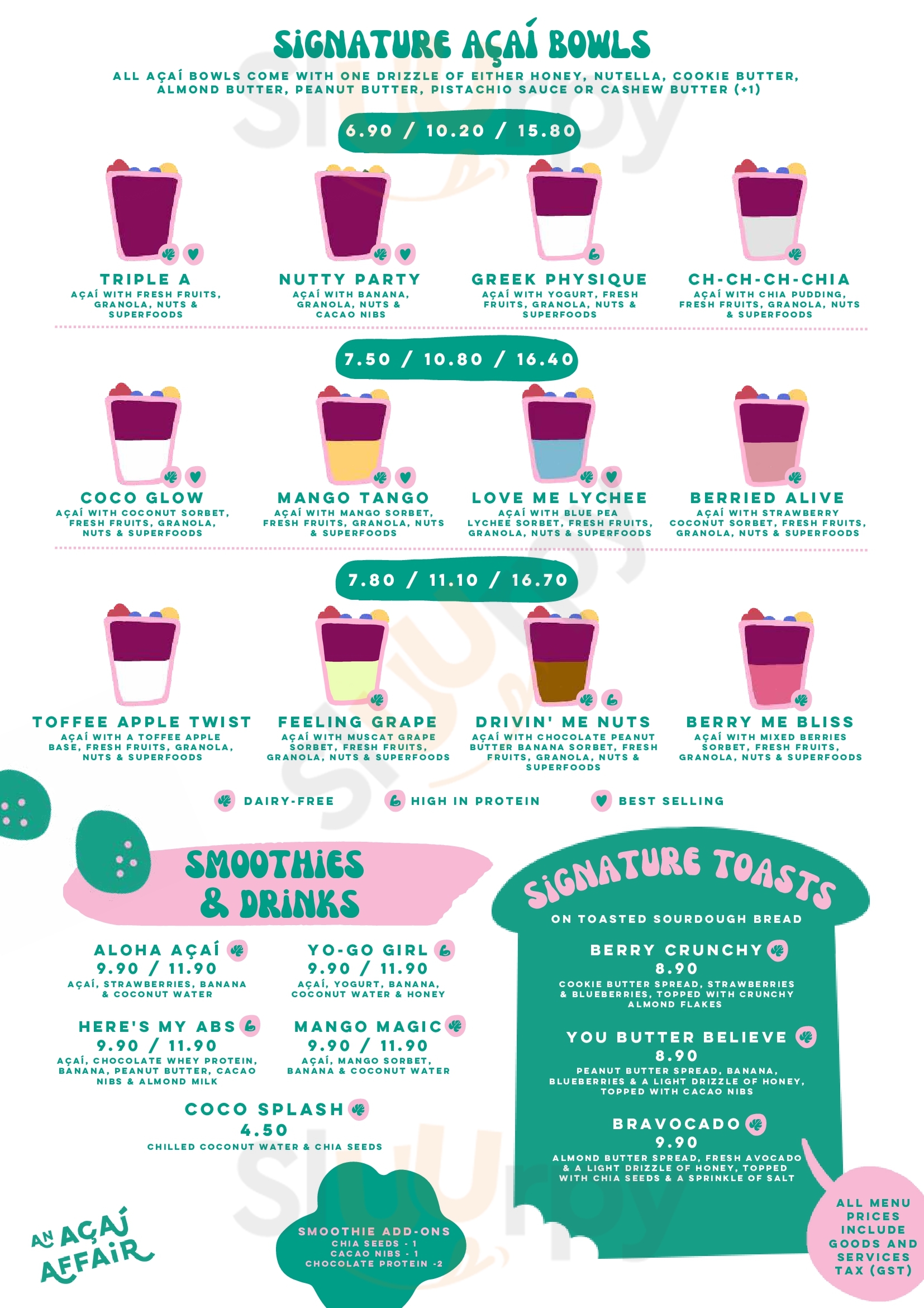Thrive By Boxgreen And An Acai Affair Singapore Menu - 1