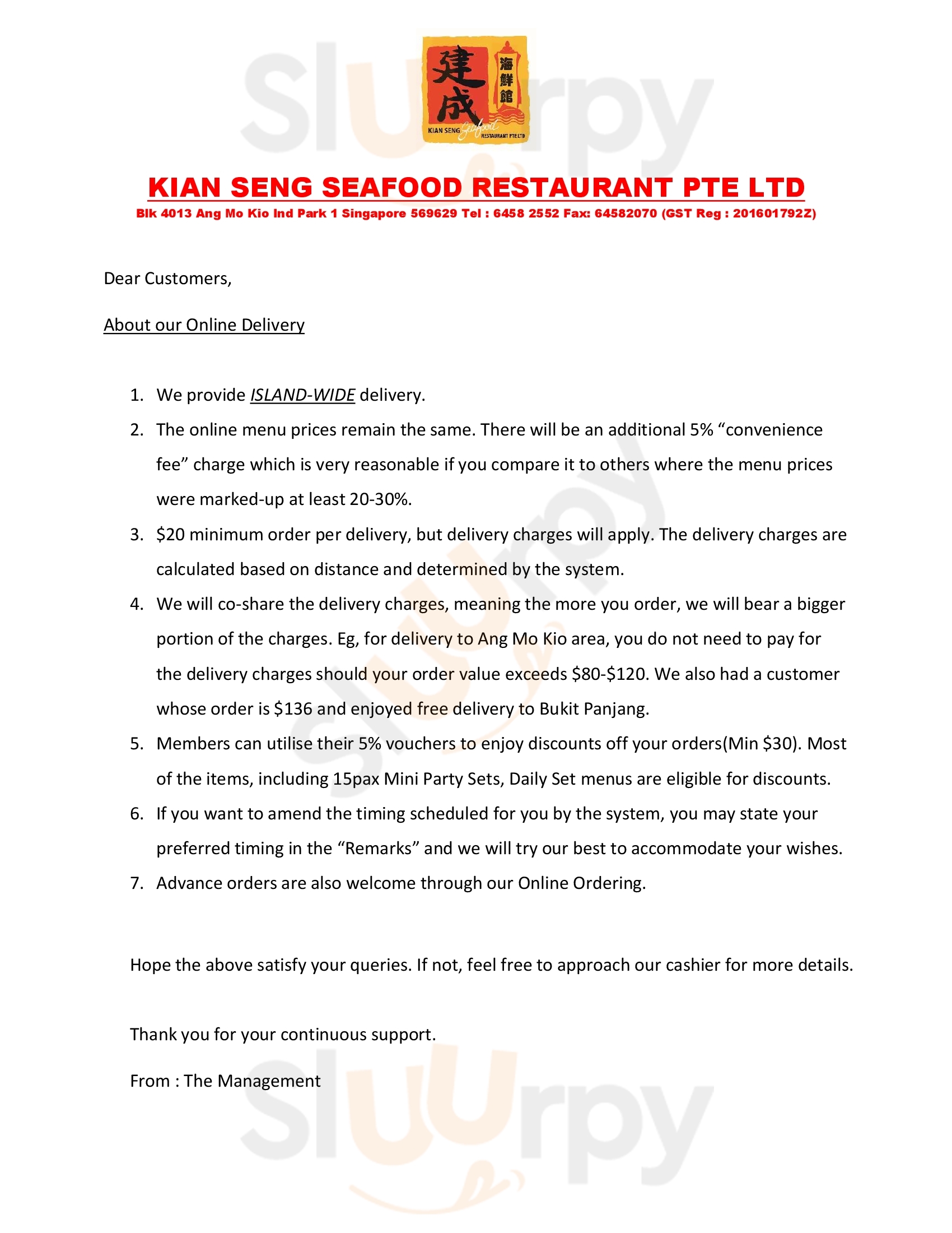 Kian Seng Seafood Restaurant Singapore Menu - 1