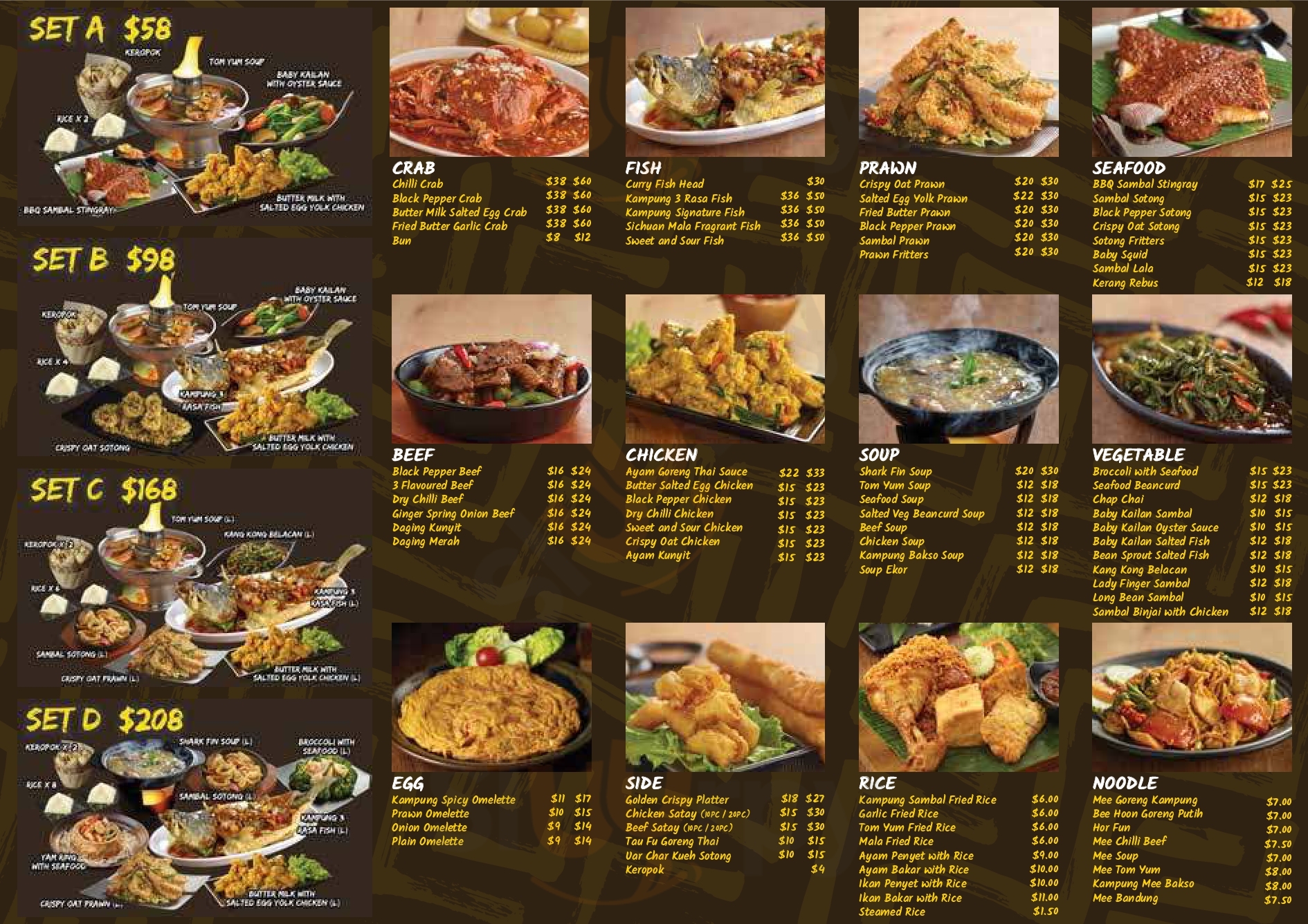 Main Menu - Yassin Kampung Seafood- Admiralty