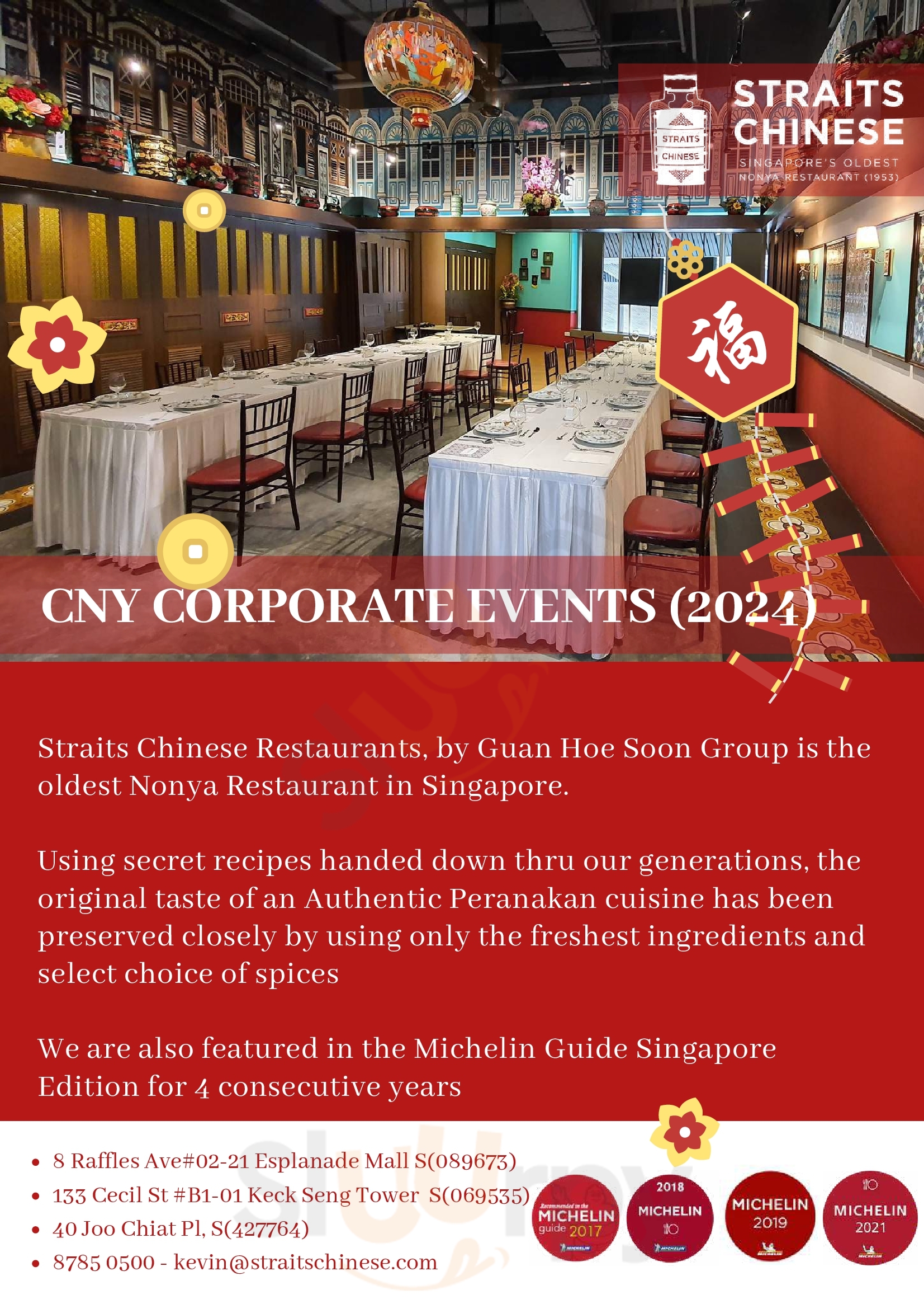 Straits Chinese Restaurant Keck Seng Tower Singapore Menu - 1