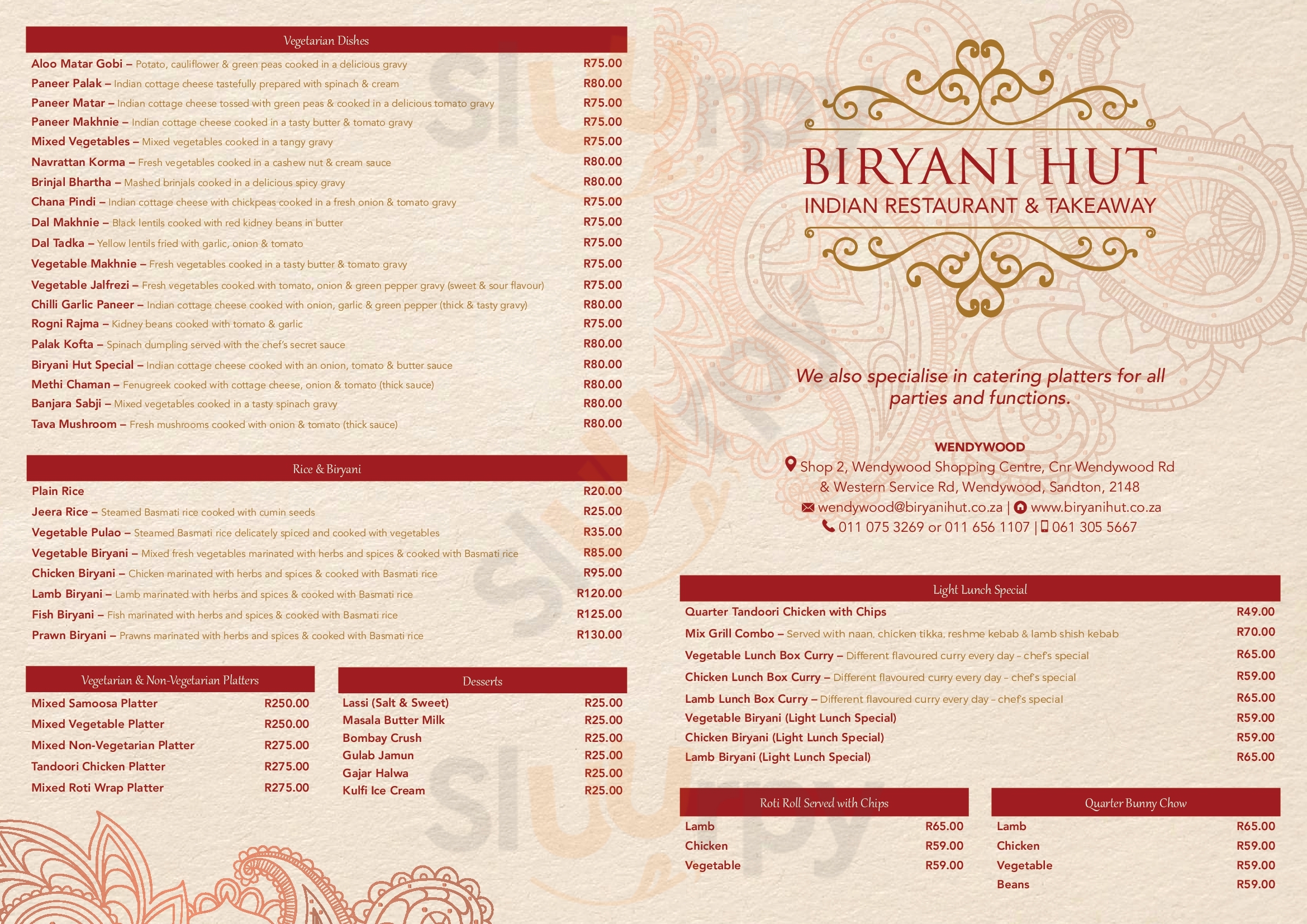 Biryani Hut Sandton Menu - 1