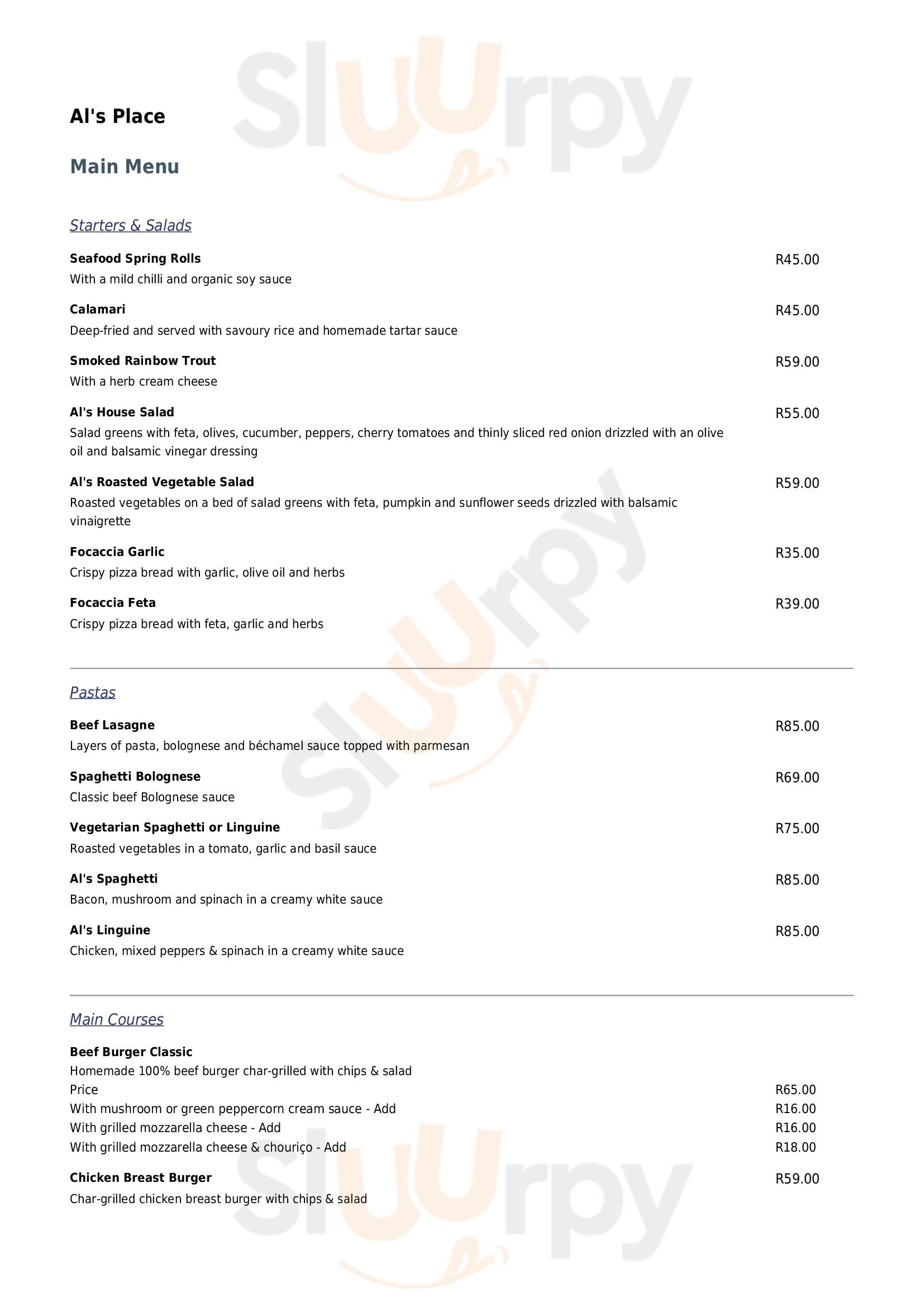 Govinda's Natural Food Cafe Cape Town Central Menu - 1