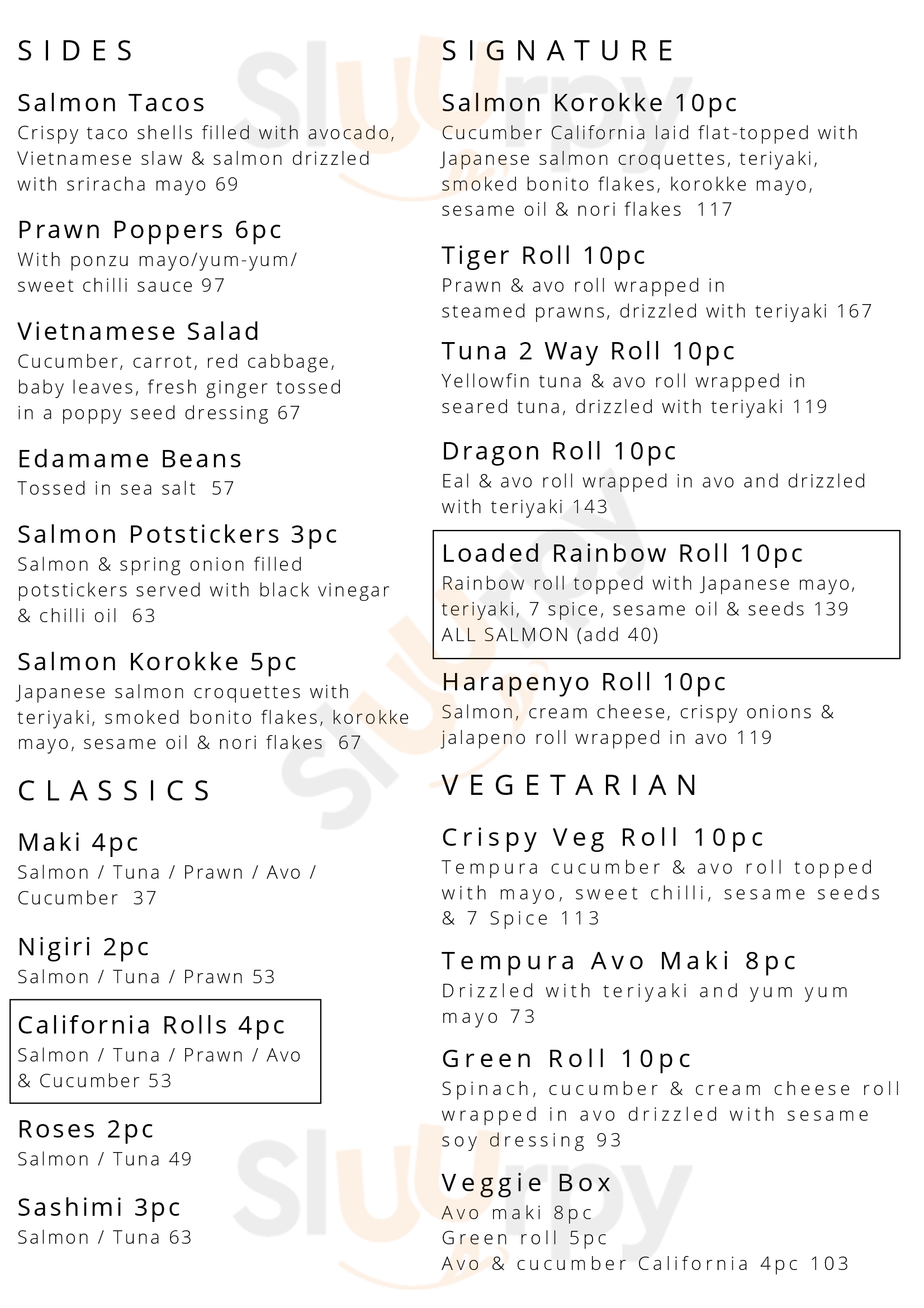Tokyo Sushi Cape Town Central Menu - 1