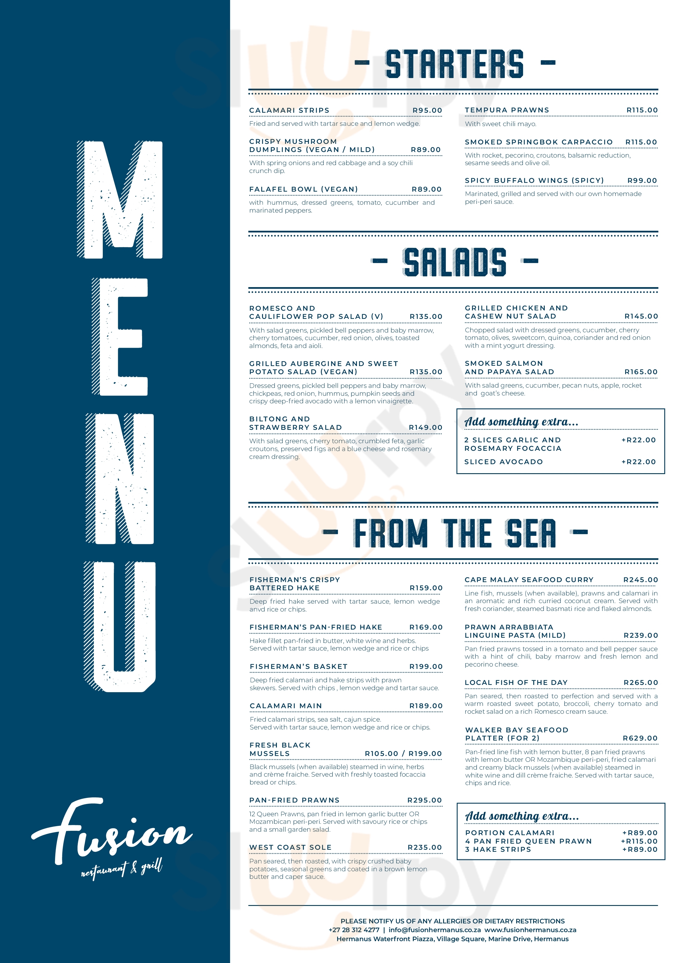 Fusion Restaurant Hermanus Menu - 1