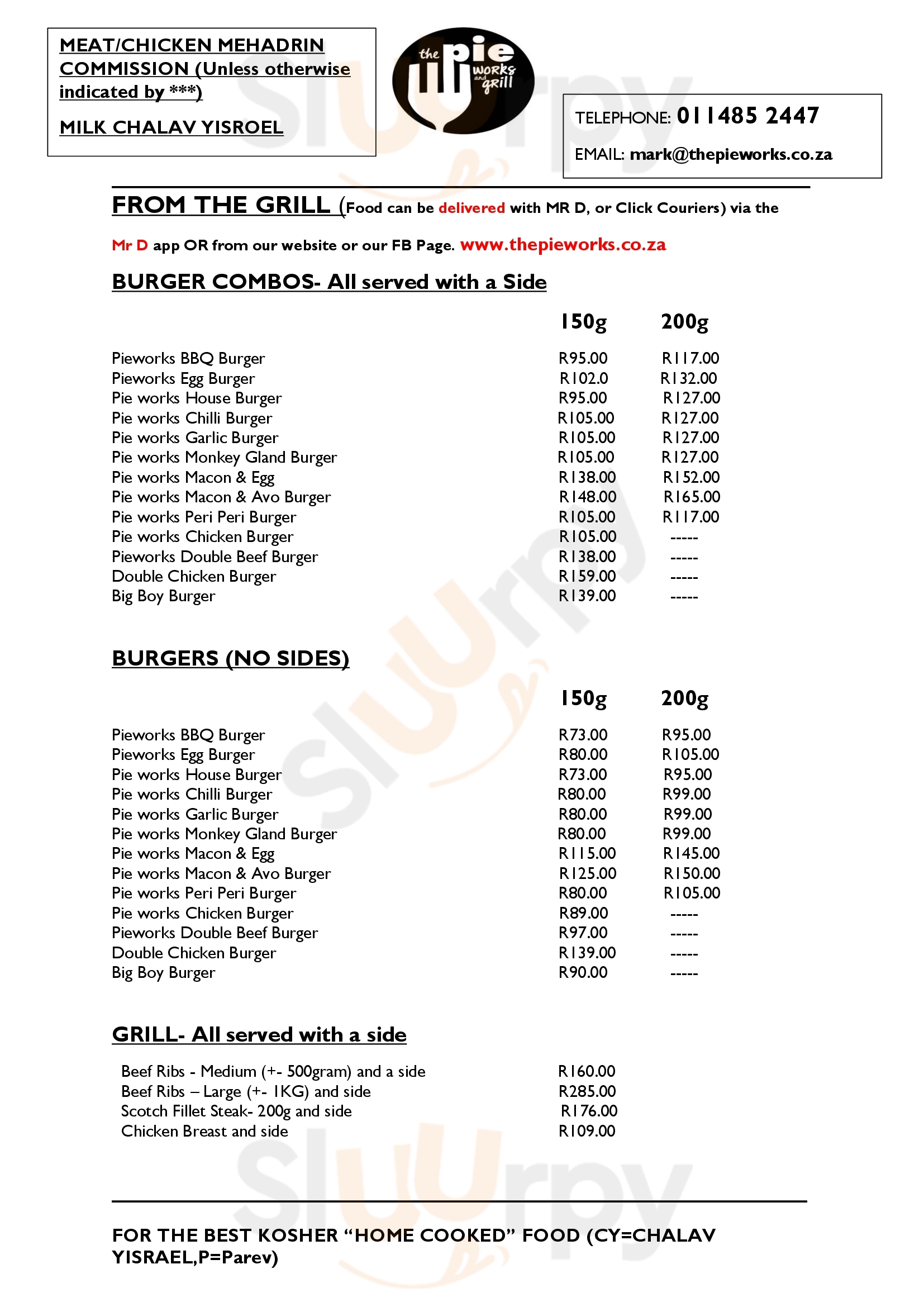 Pieworks Genesis Johannesburg Menu - 1