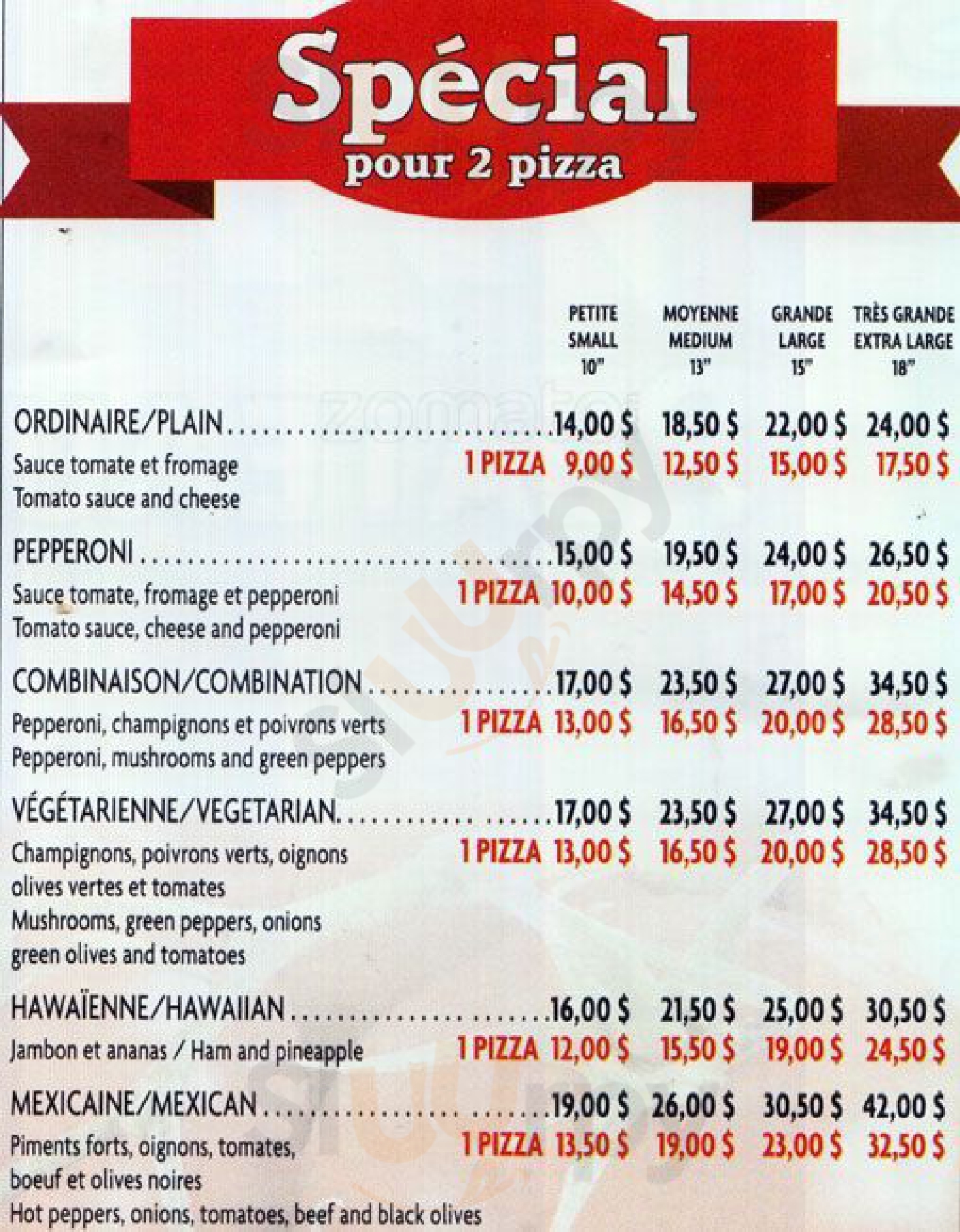Pizza Plateau Gatineau Menu - 1