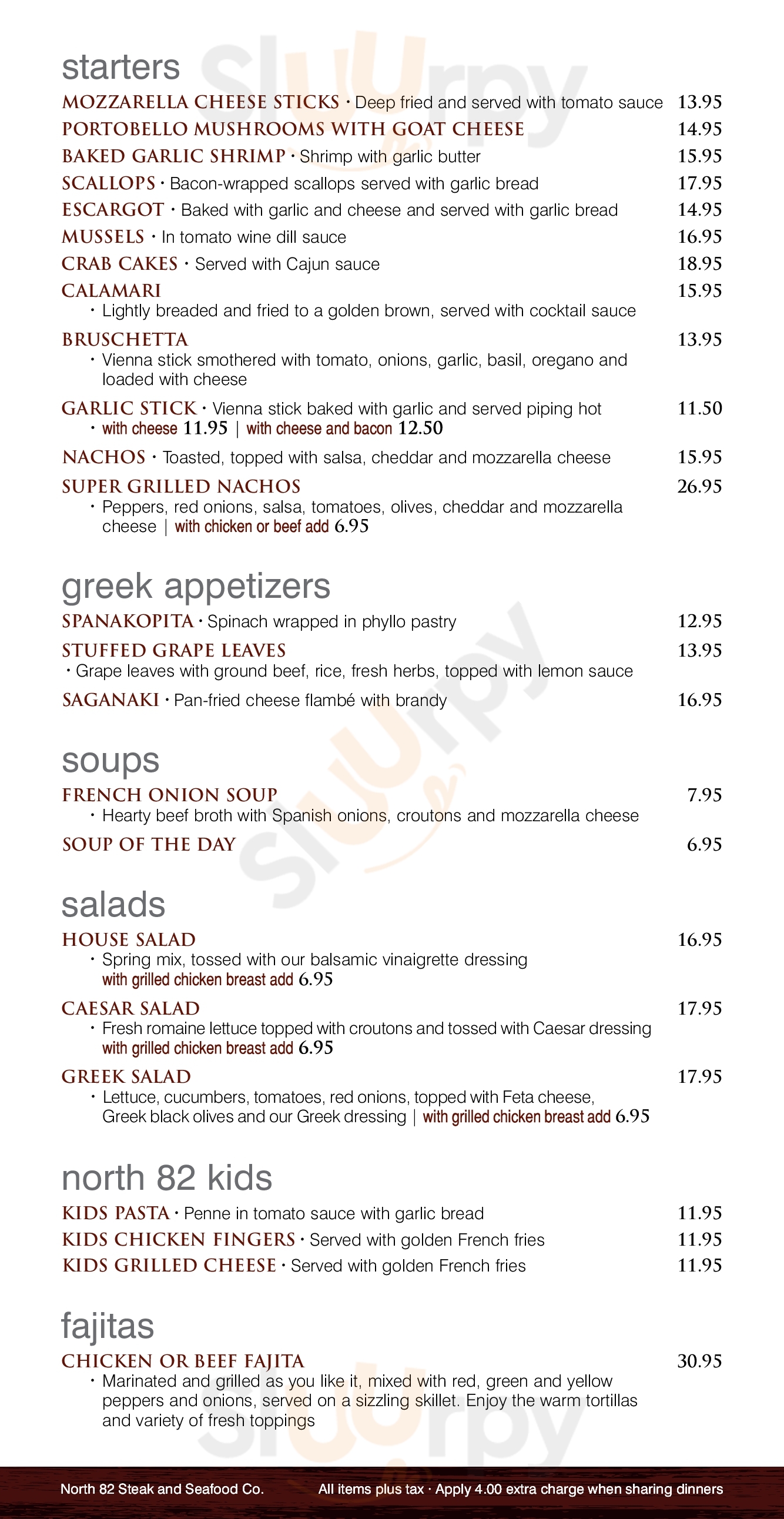 North 82 Steak & Beverage Co Sault Ste. Marie Menu - 1