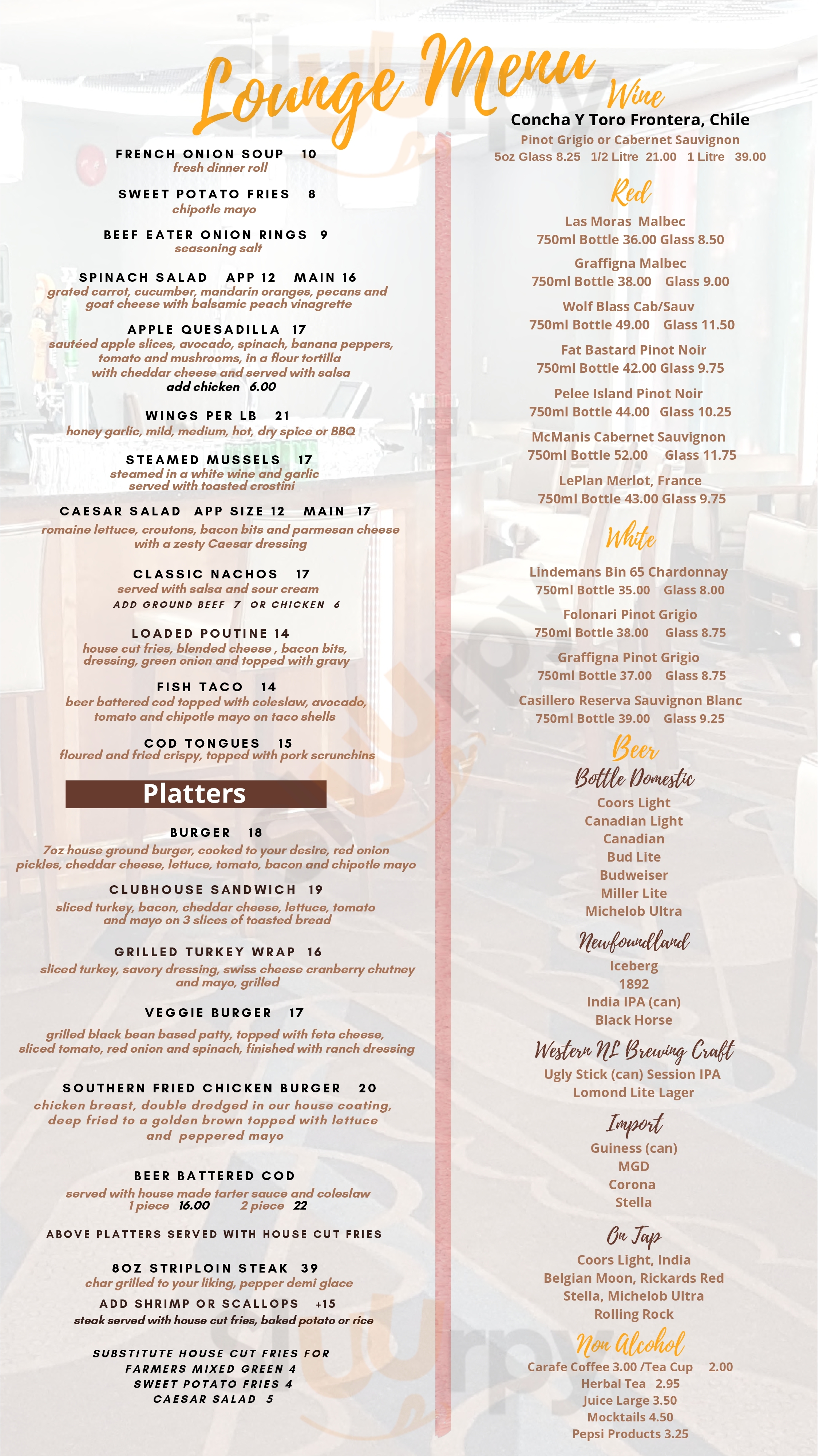 The Carriage Room Corner Brook Menu - 1