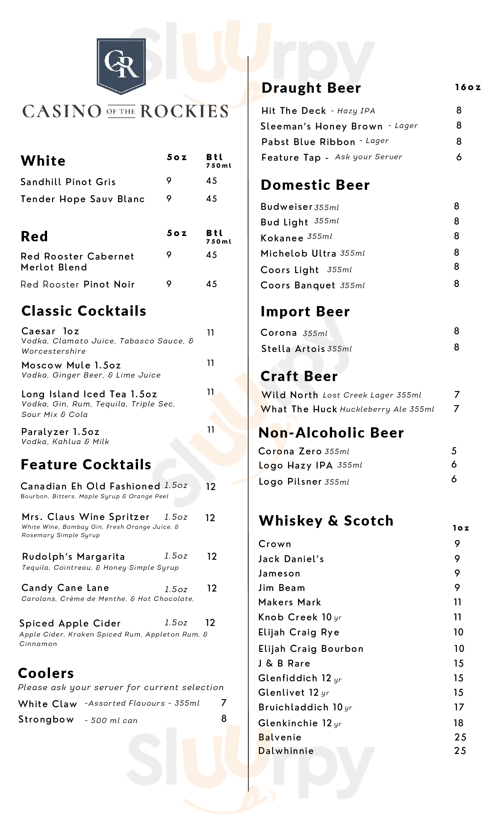 The 19th Hole Cranbrook Menu - 1