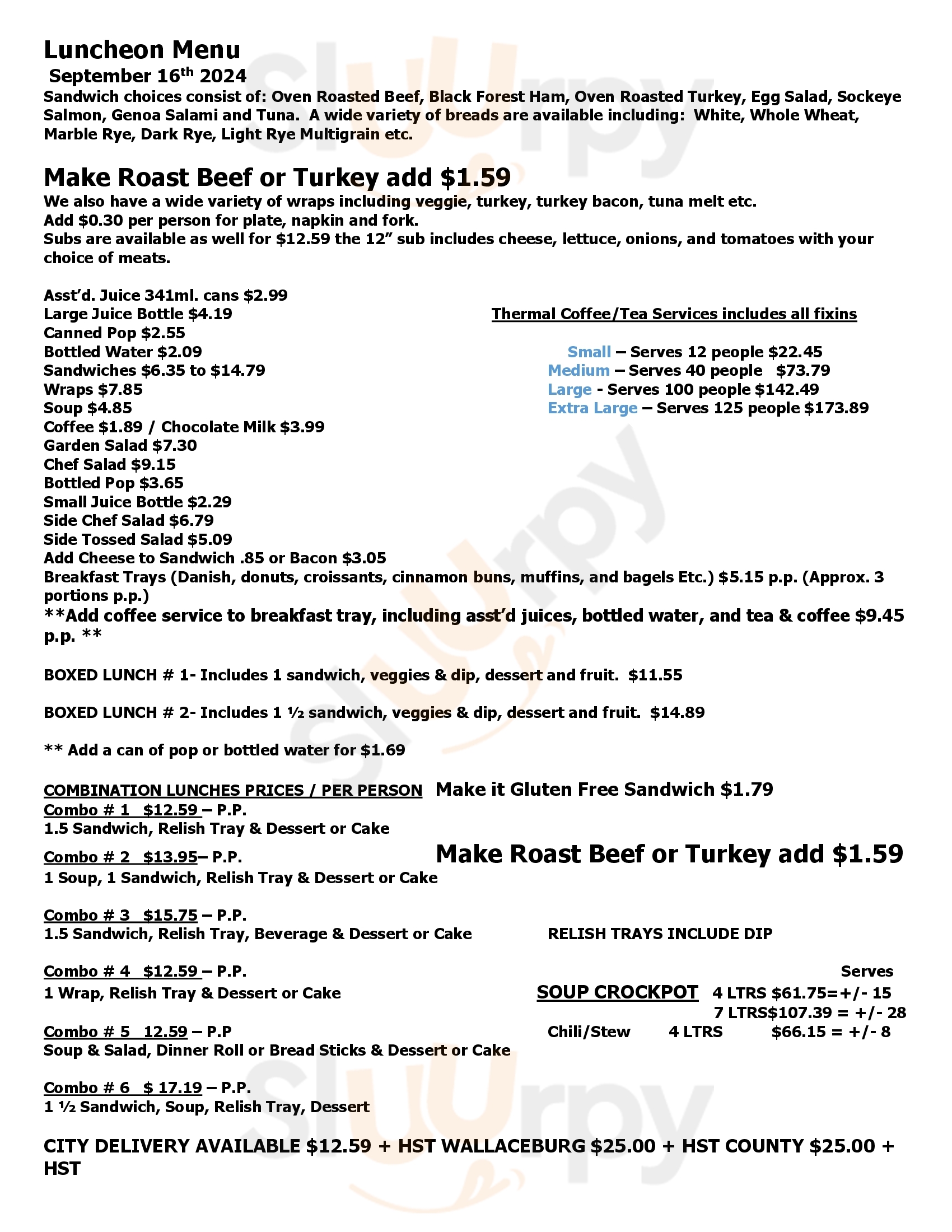 Main Menu - Maple City Bakery