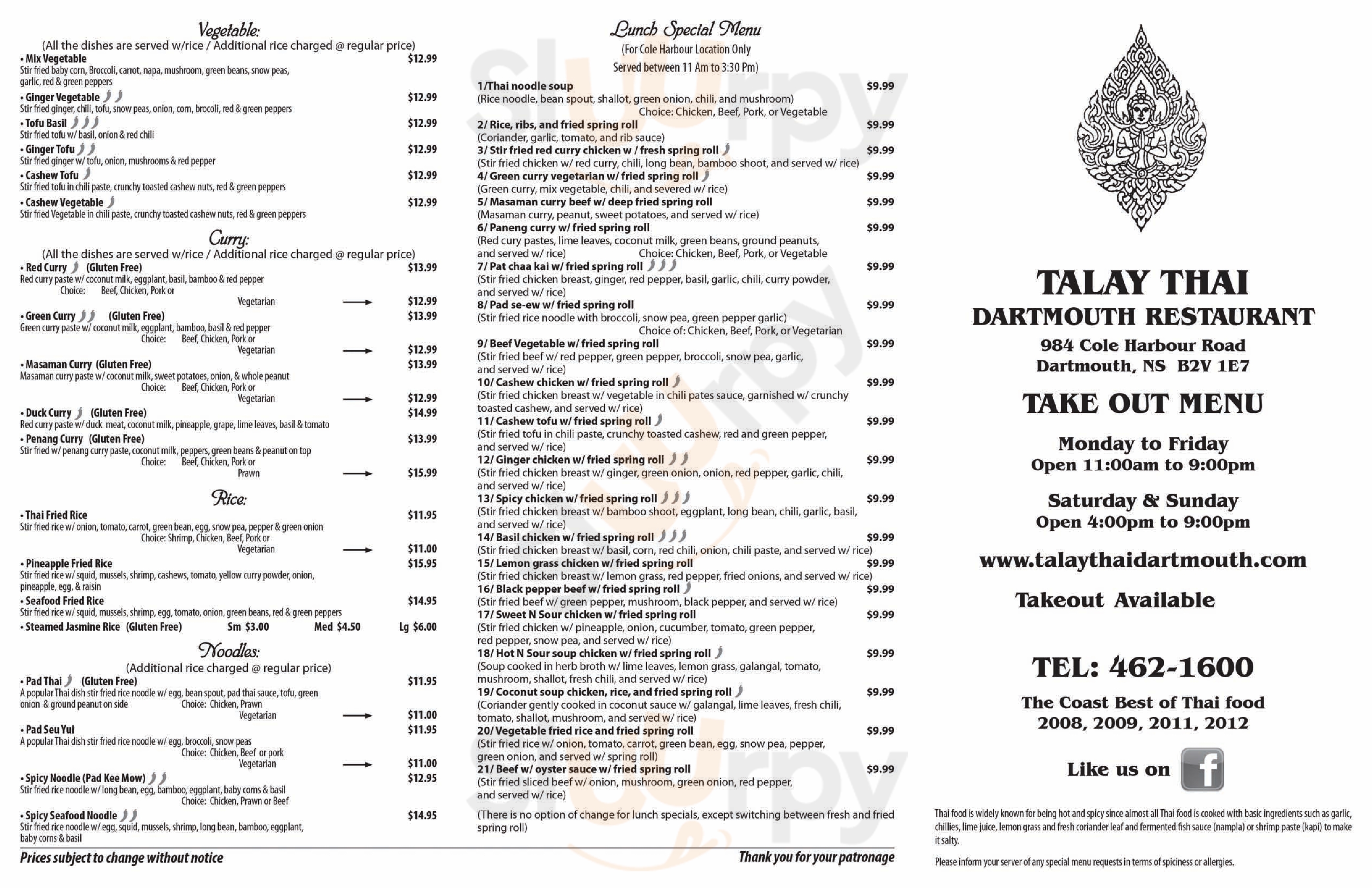 Talay Thai Dartmouth Restaurant Dartmouth Menu - 1
