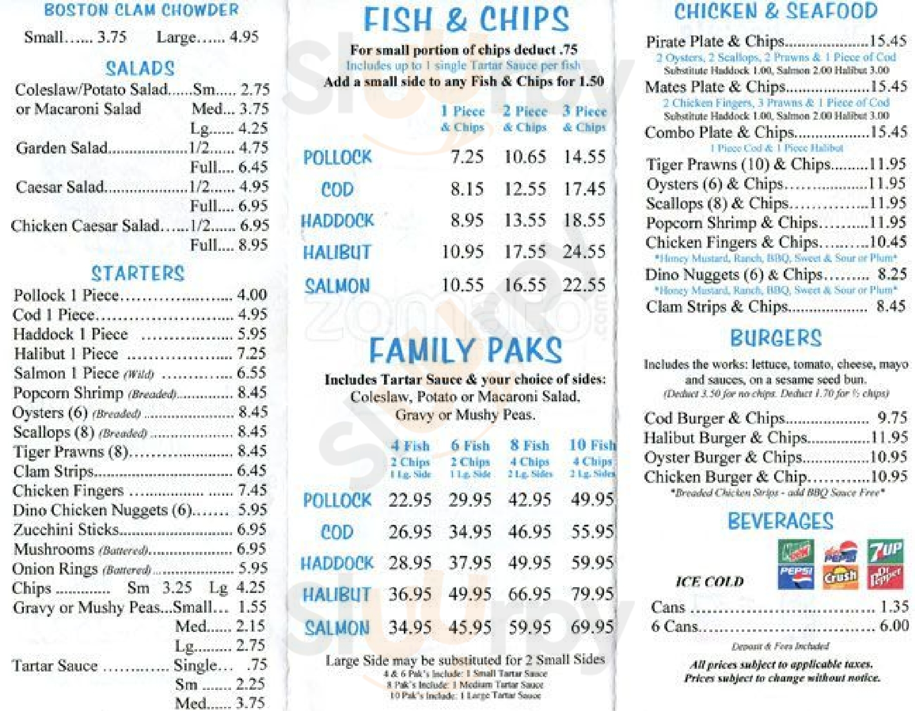 Captain's Galley Fish & Chips Langley City Menu - 1