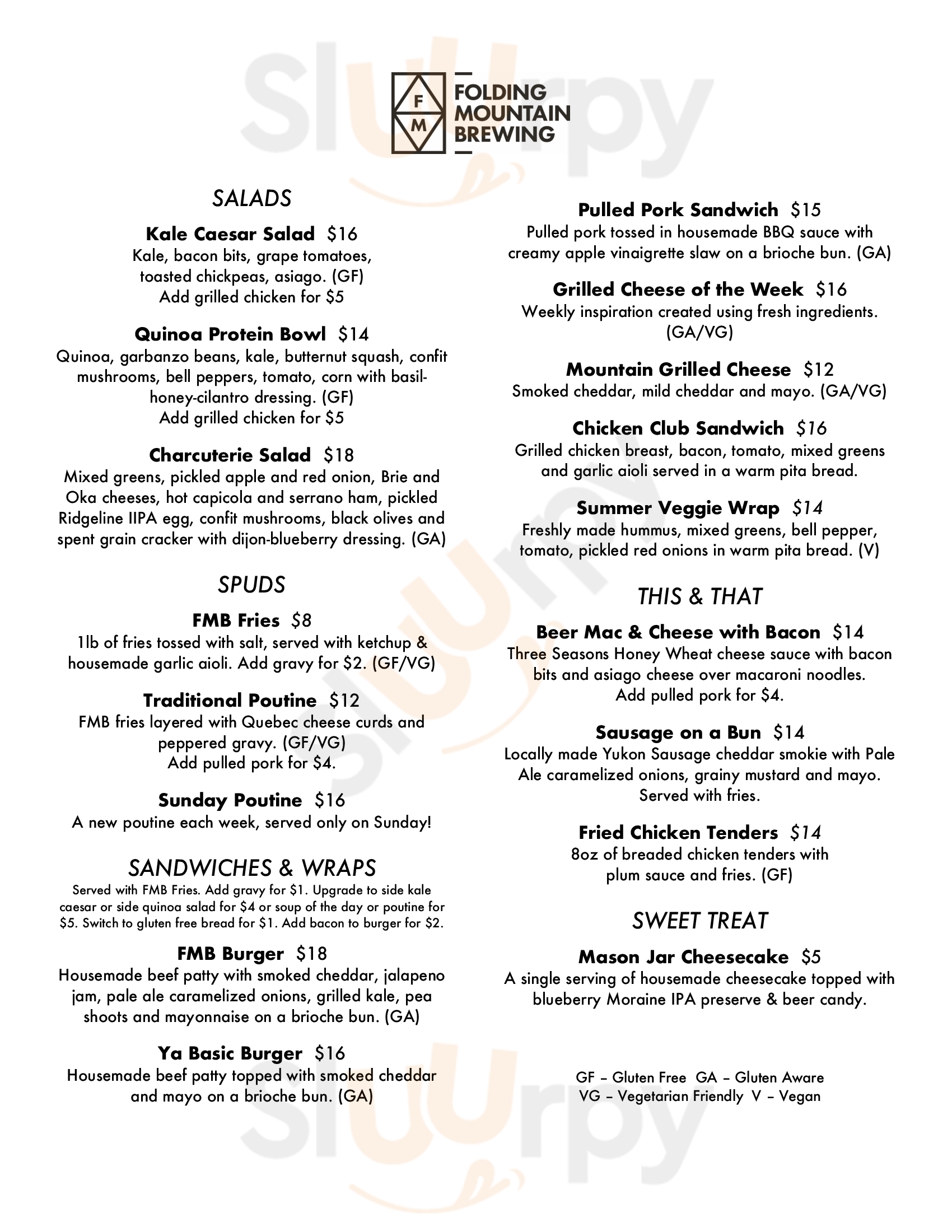 Folding Mountain Brewing Taproom And Kitchen Hinton Menu - 1