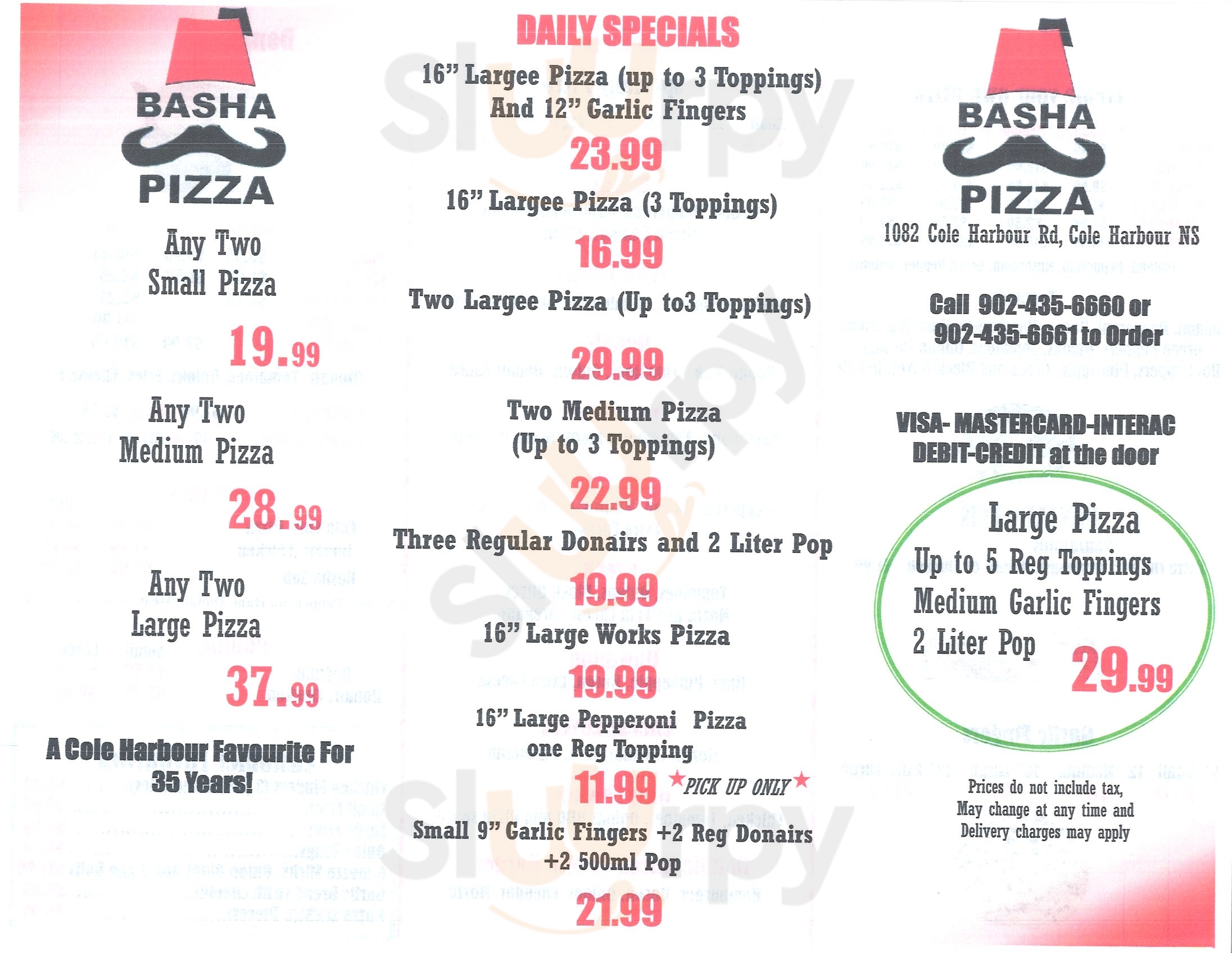 Basha Pizza Donairs & Subs Dartmouth Menu - 1