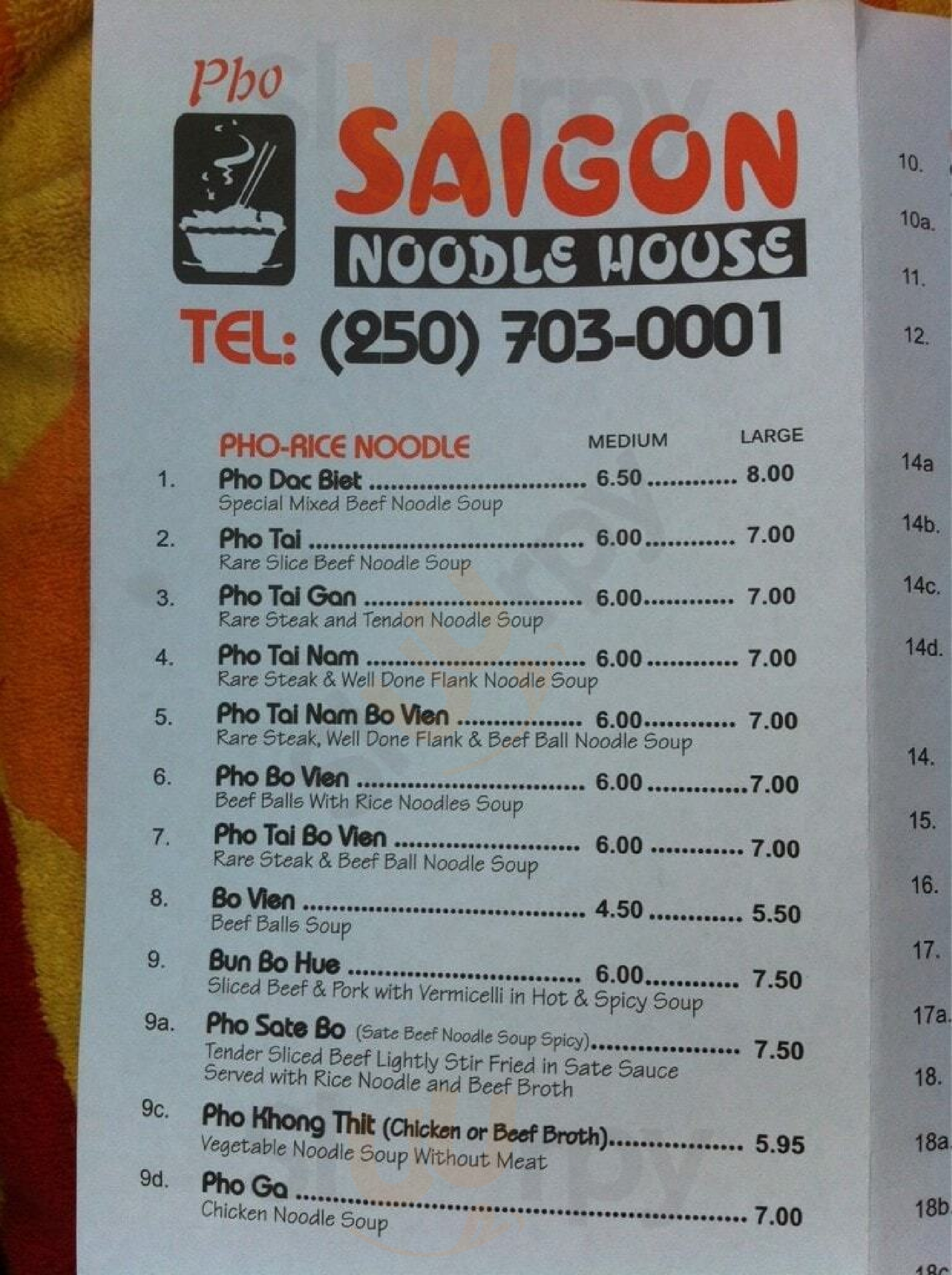 Saigon Noodle House Courtenay Menu - 1