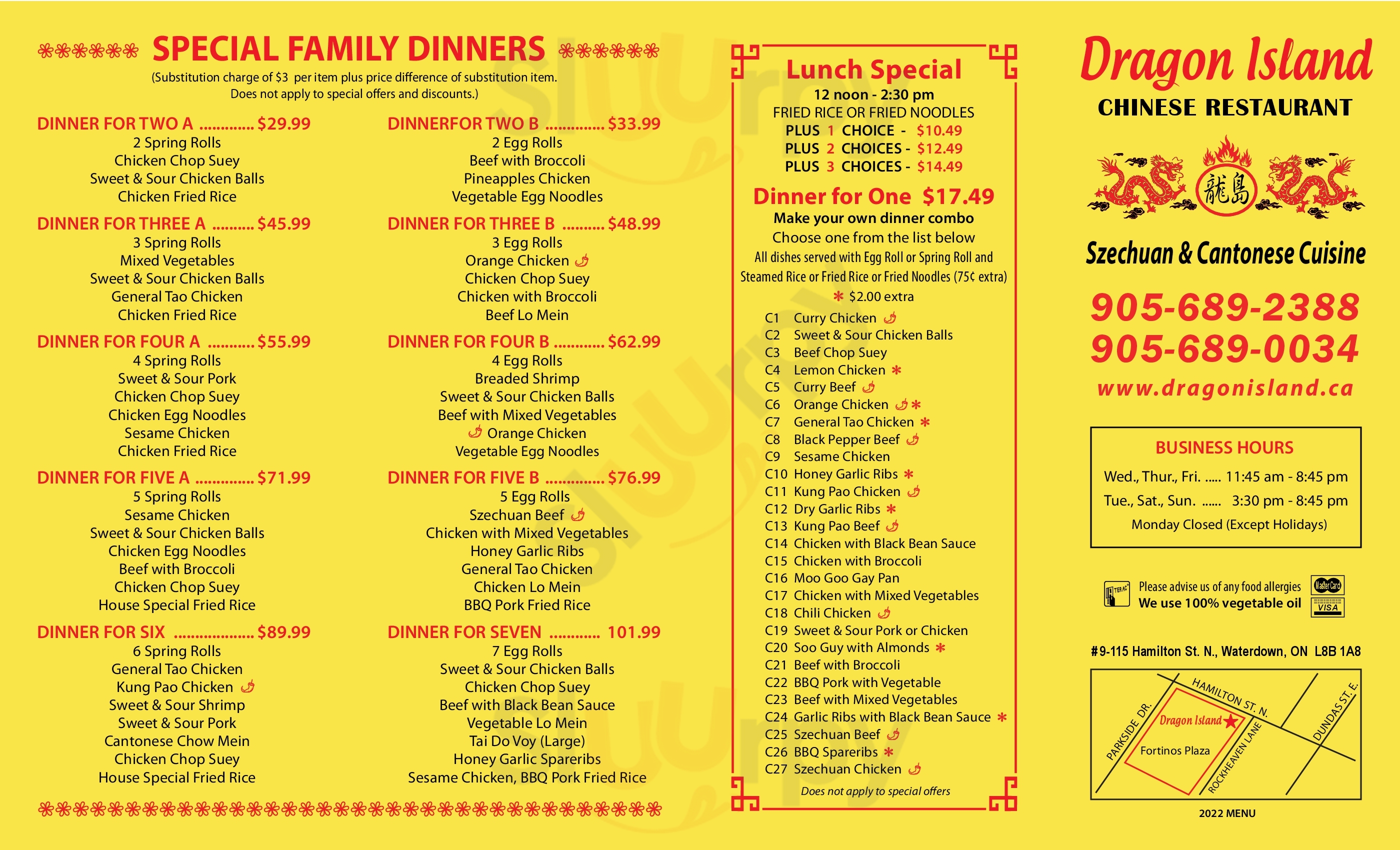 Dragon Island Chinese Restaurant Waterdown Menu - 1