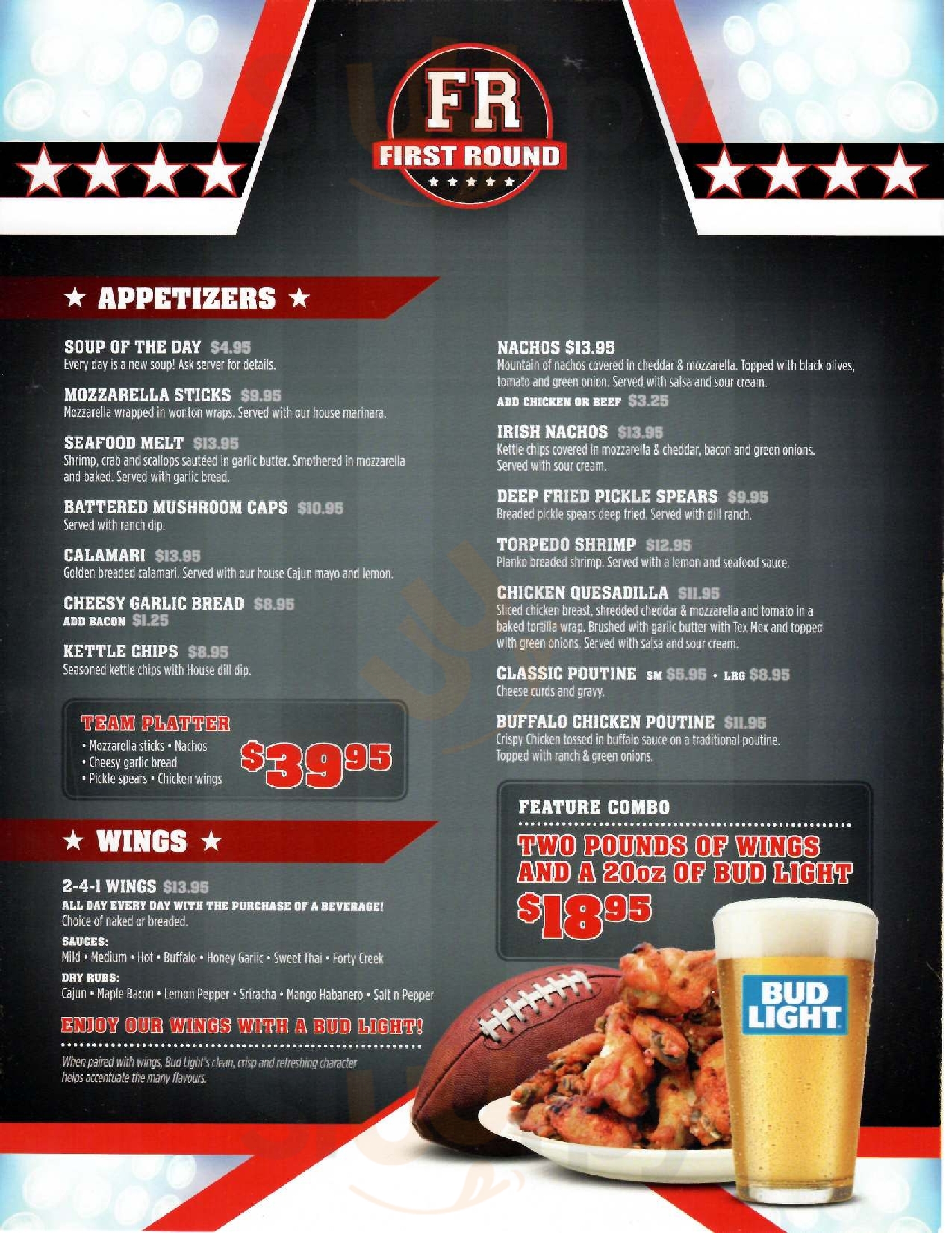 First Round Sports Bar Val Caron Menu - 1