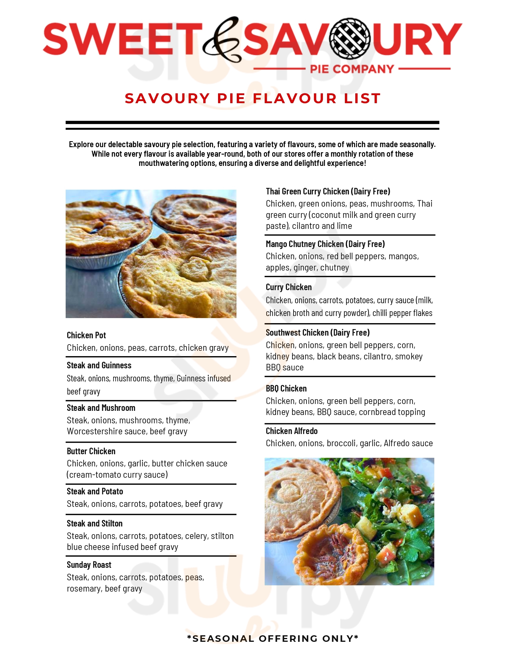 Sweet And Savoury Pie Company - Uptown Waterloo Waterloo Menu - 1