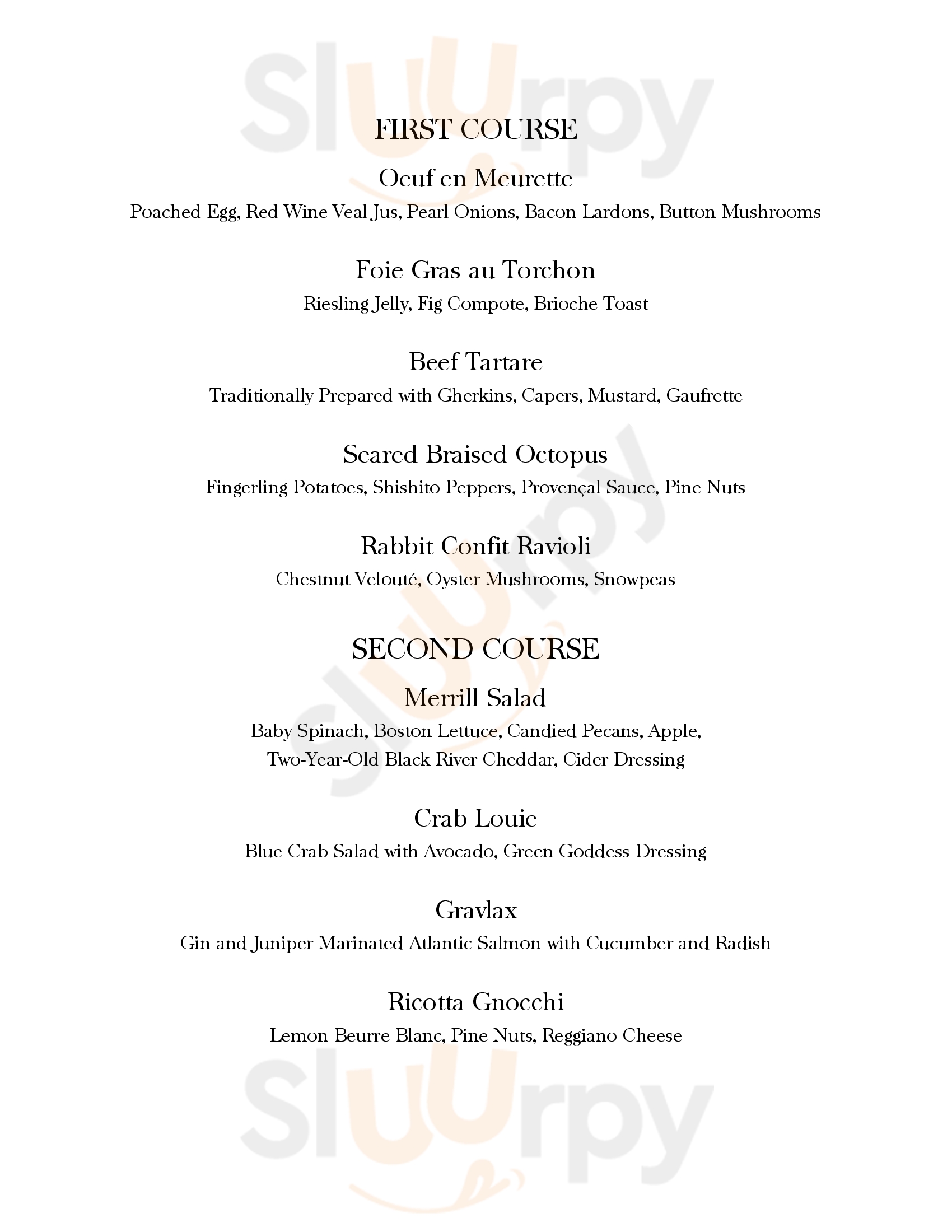 Sebastien Cuisine At Huff Estates Winery Bloomfield Menu - 1