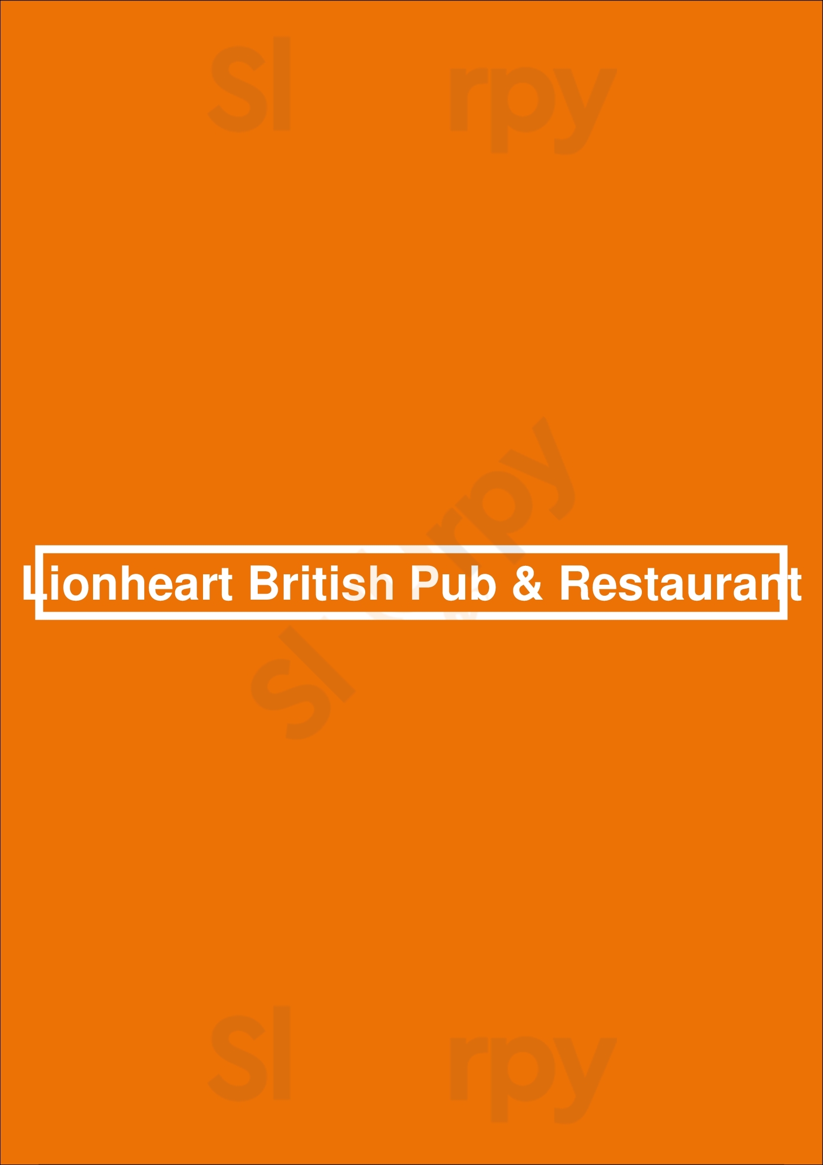 Lionheart British Pub & Restaurant Mississauga Menu - 1