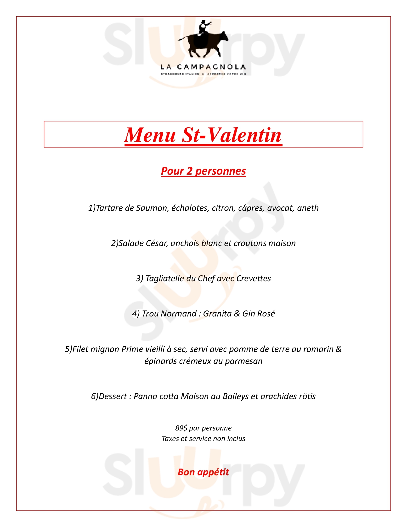 La Campagnola Italian Steakhouse Montreal Menu - 1