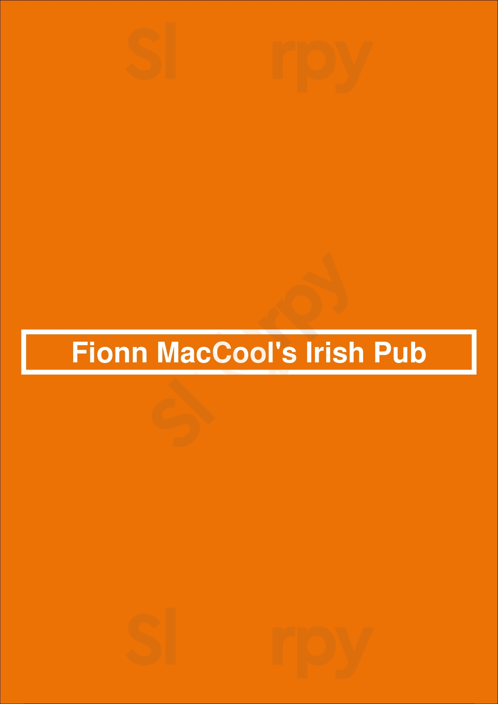 Fionn Maccool's Vaughan Menu - 1