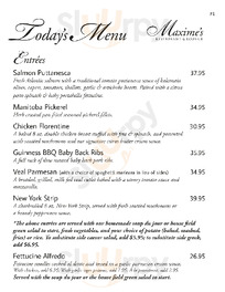 Maxime's Restaurant & Lounge menu