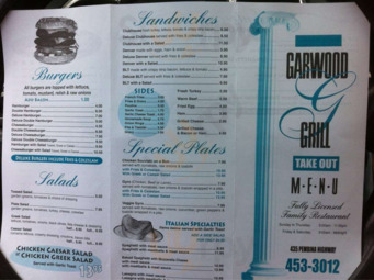 Garwood Grill menu