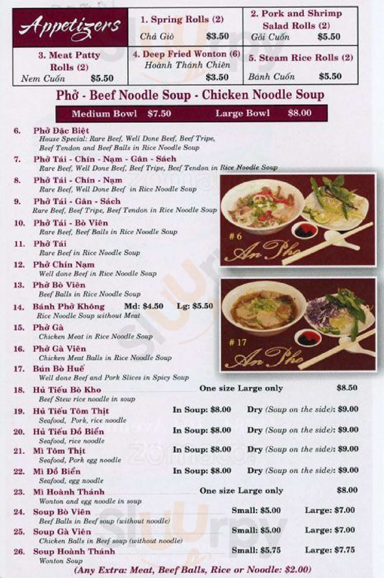 An Pho Vietnamese Restaurant Surrey Menu - 1