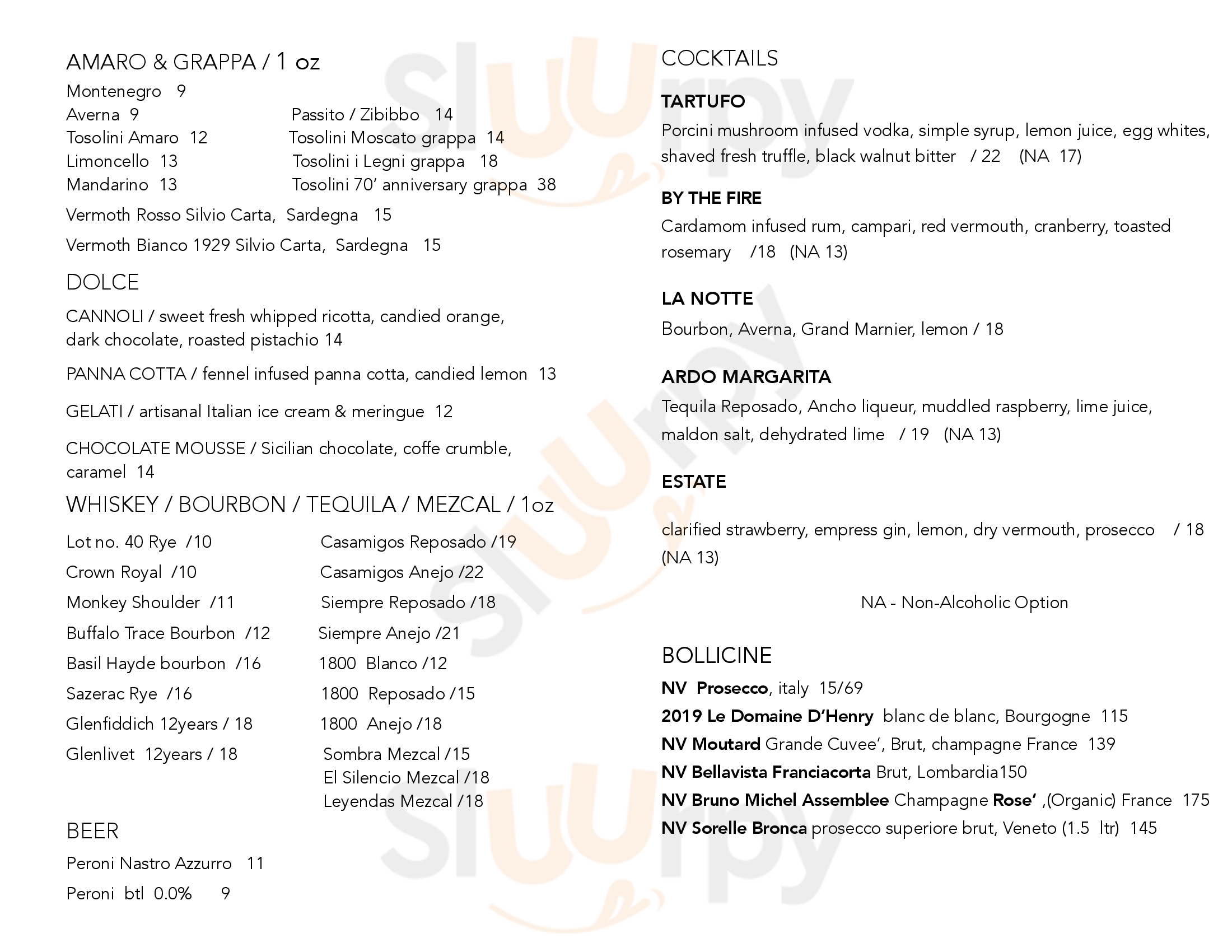Ardo Restaurant Toronto Menu - 1