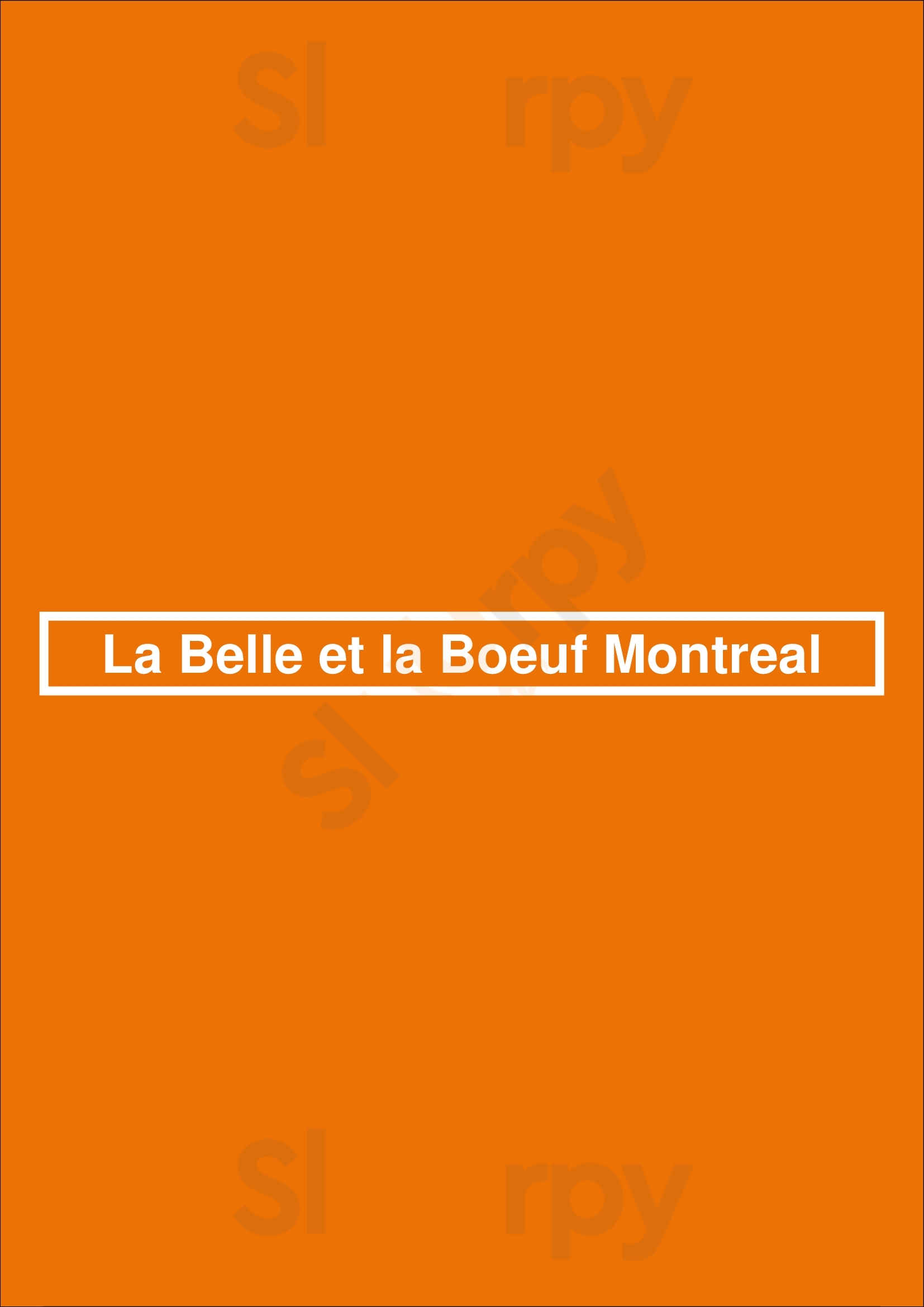 La Belle Et La Boeuf Montreal Montreal Menu - 1