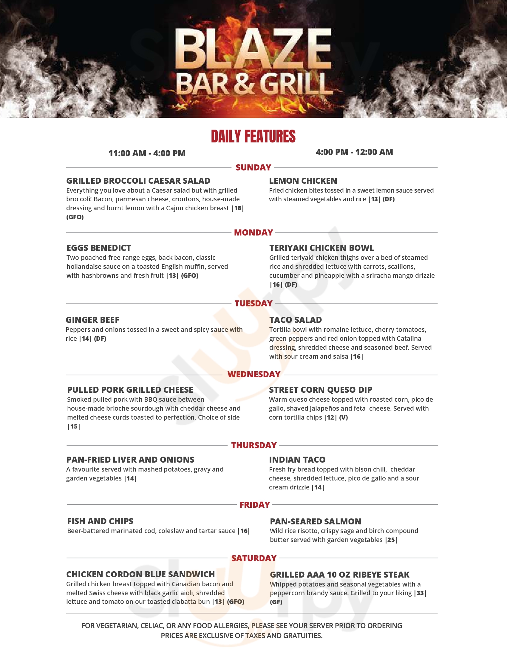 Grey Eagle Resort And Casino Calgary Menu - 1