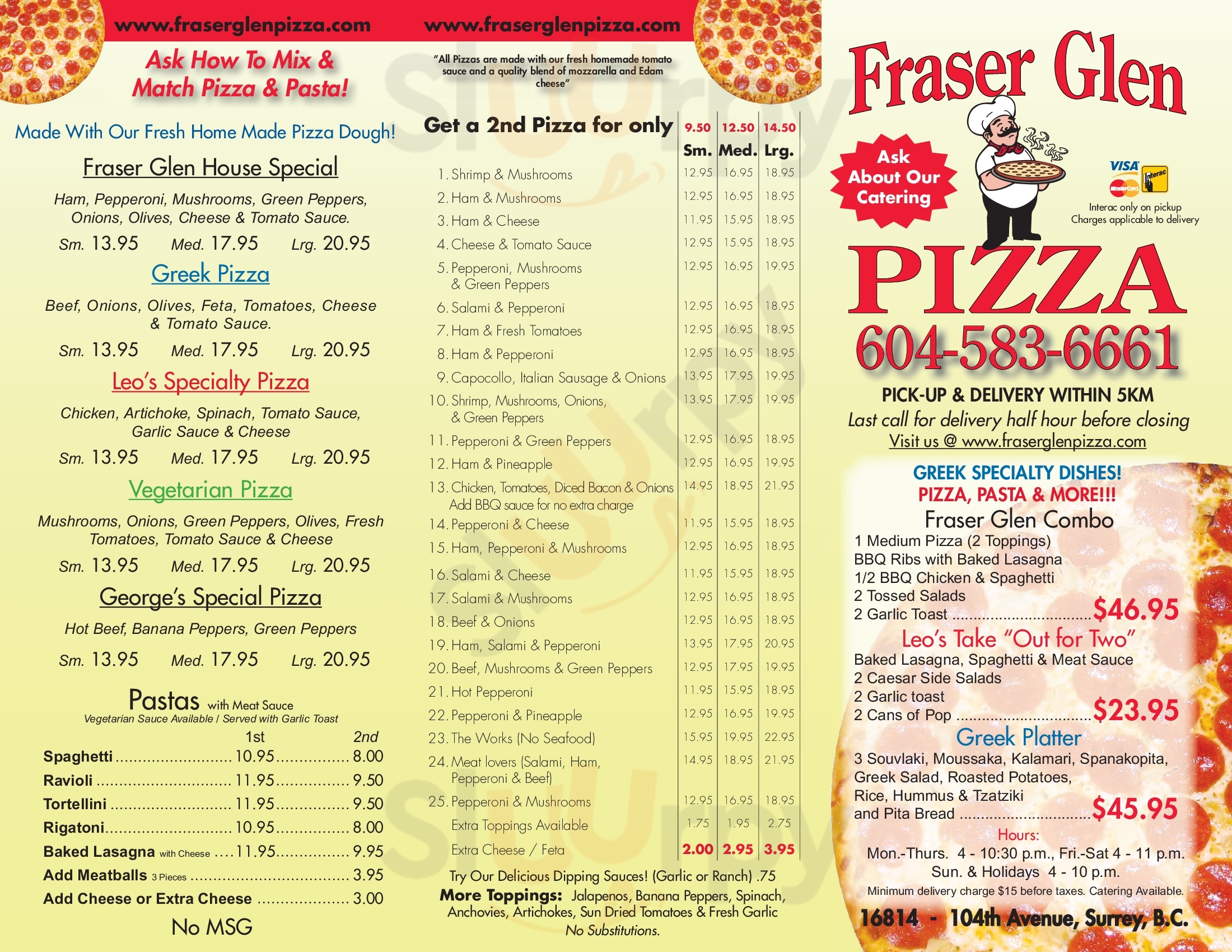 Glen Fraser Pizza Surrey Menu - 1