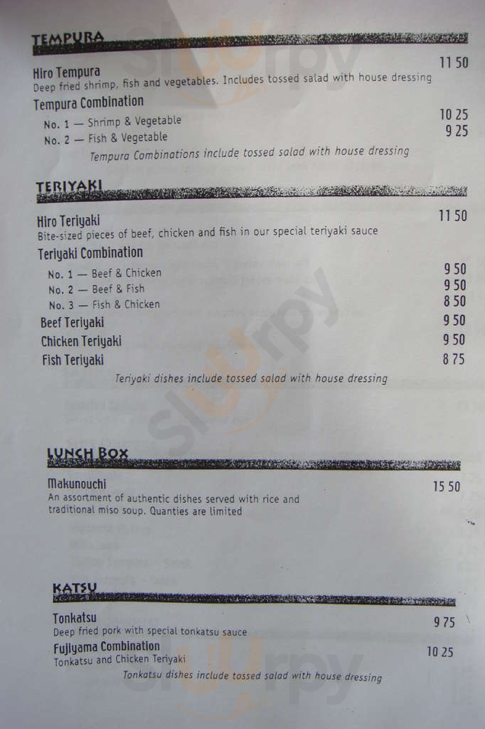 Sushi Hiro Japanese Restaurant Calgary Menu - 1