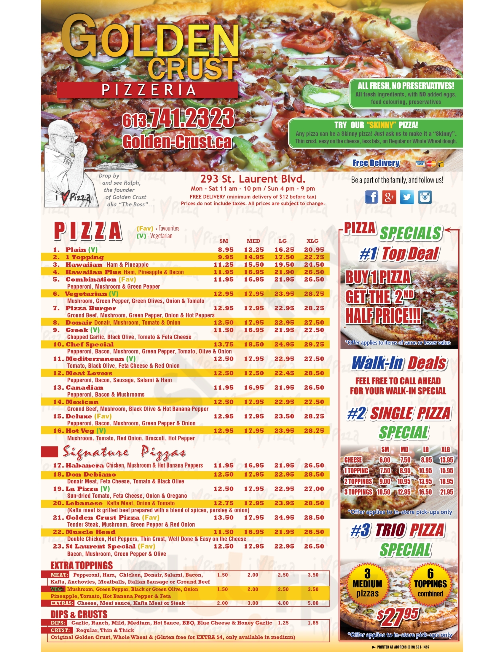 Golden Crust Pizzeria Ottawa Menu - 1