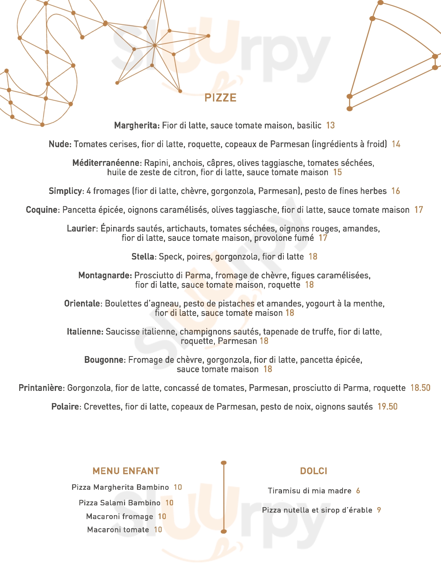 Stella Pizzeria Montreal Menu - 1