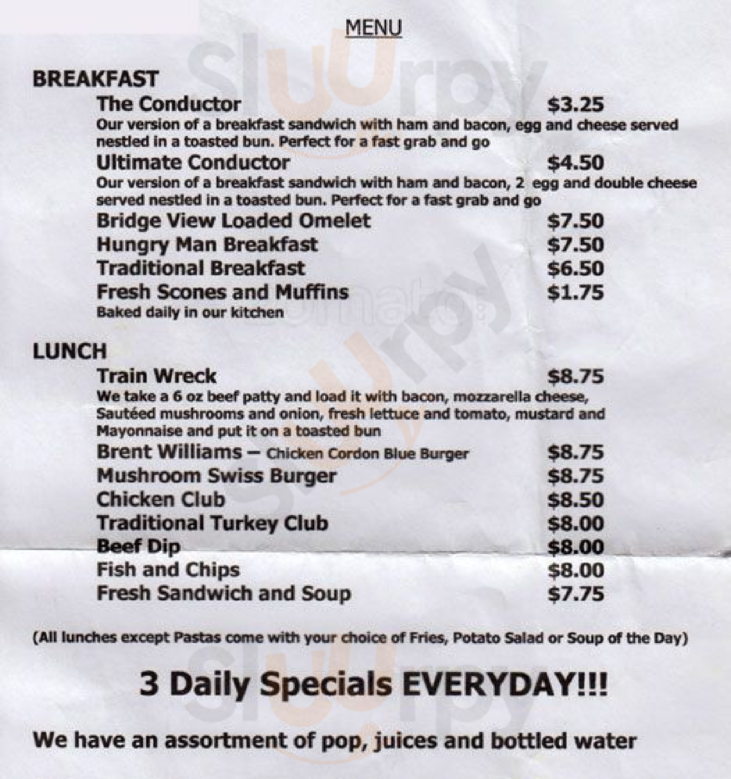 Main Menu - The Railway Cafe