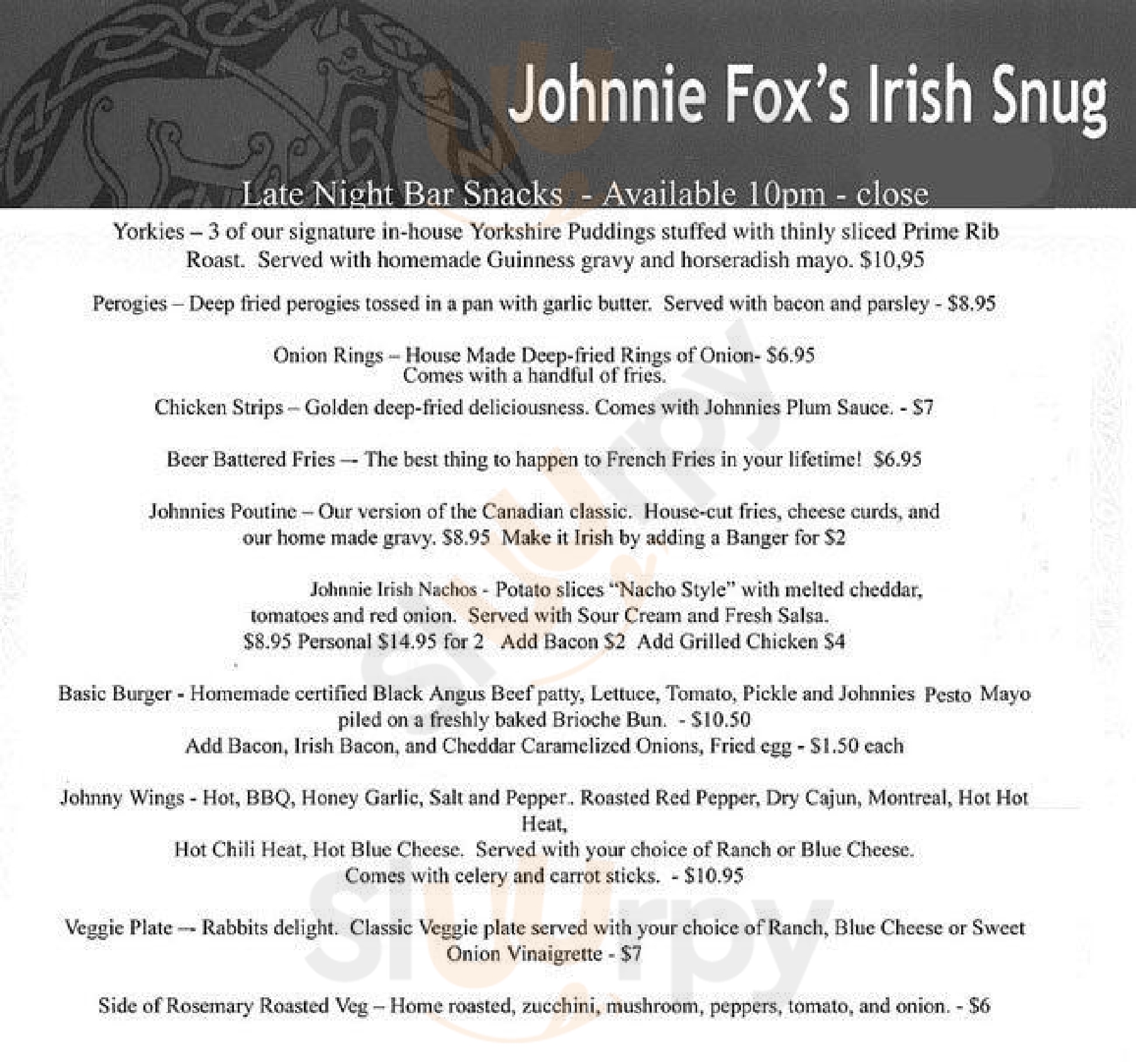 Johnnie Fox's Irish Pub Vancouver Menu - 1