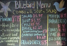 Blue Bird Coffee menu