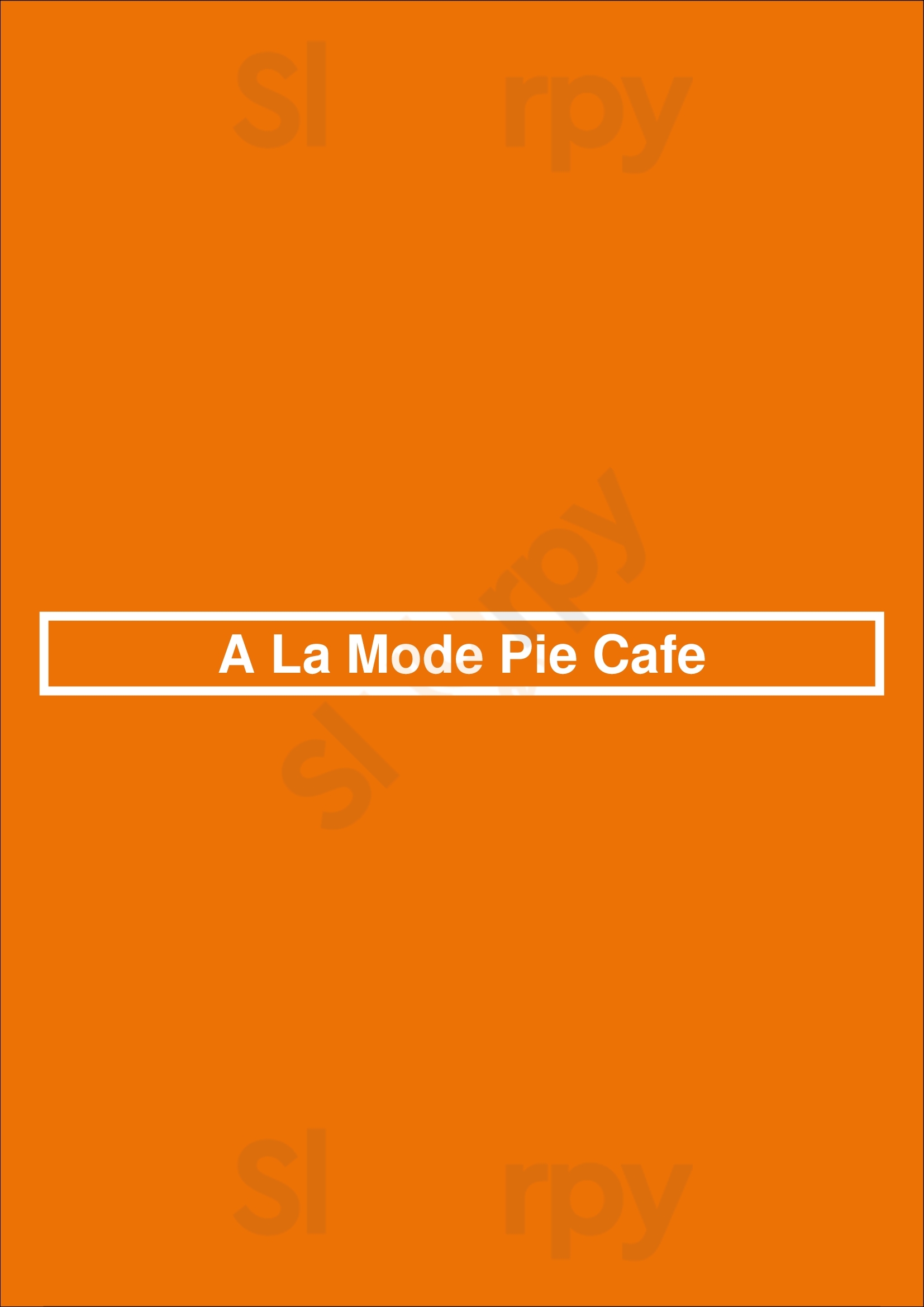 A La Mode Pie Cafe Vancouver Menu - 1