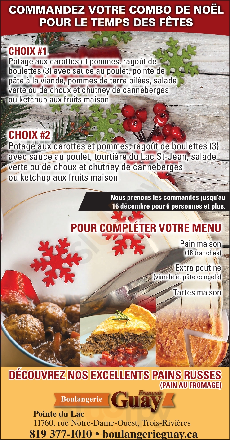 Boulangerie Francois Guay Trois-Rivieres Menu - 1