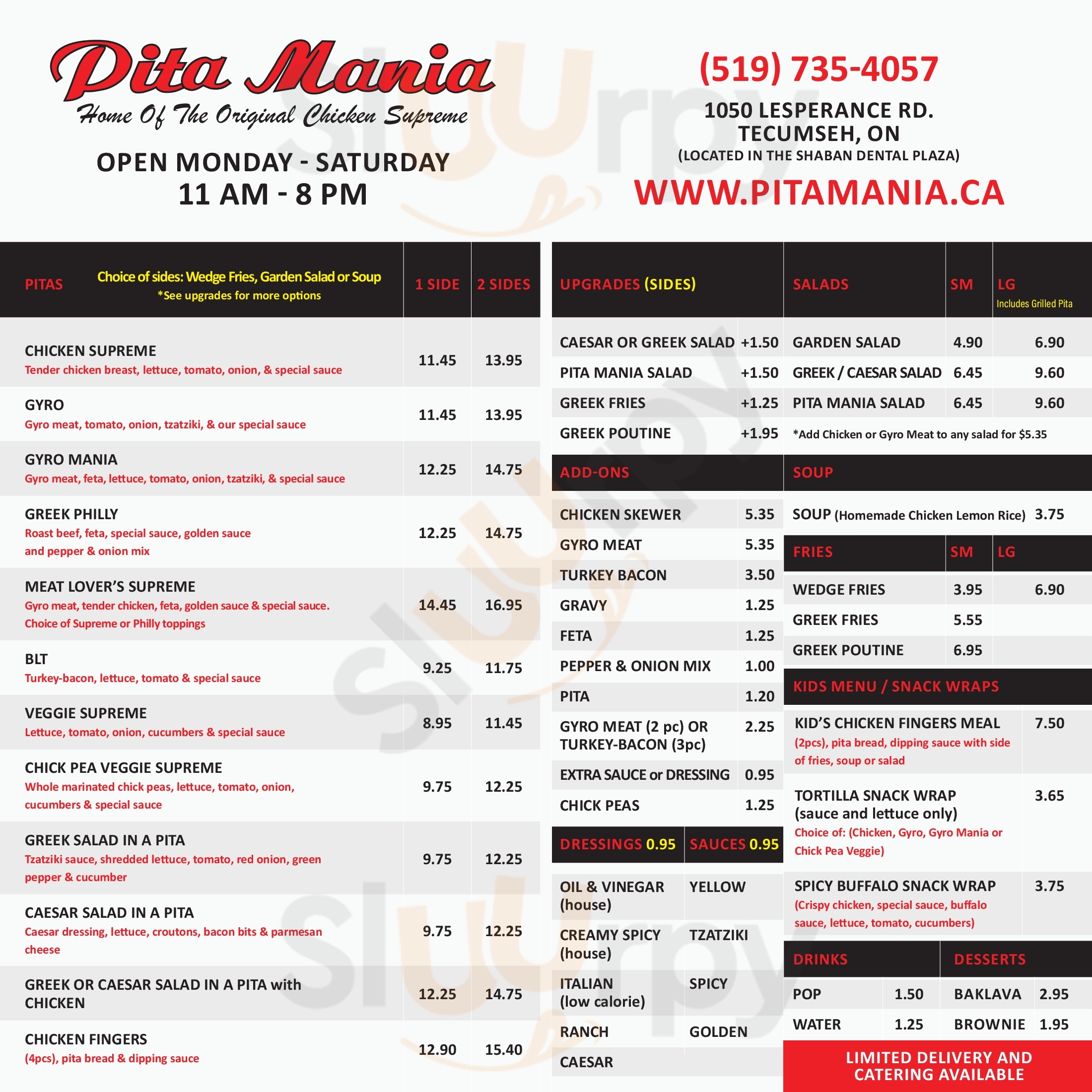 Pita Mania Restaurant Windsor Menu - 1
