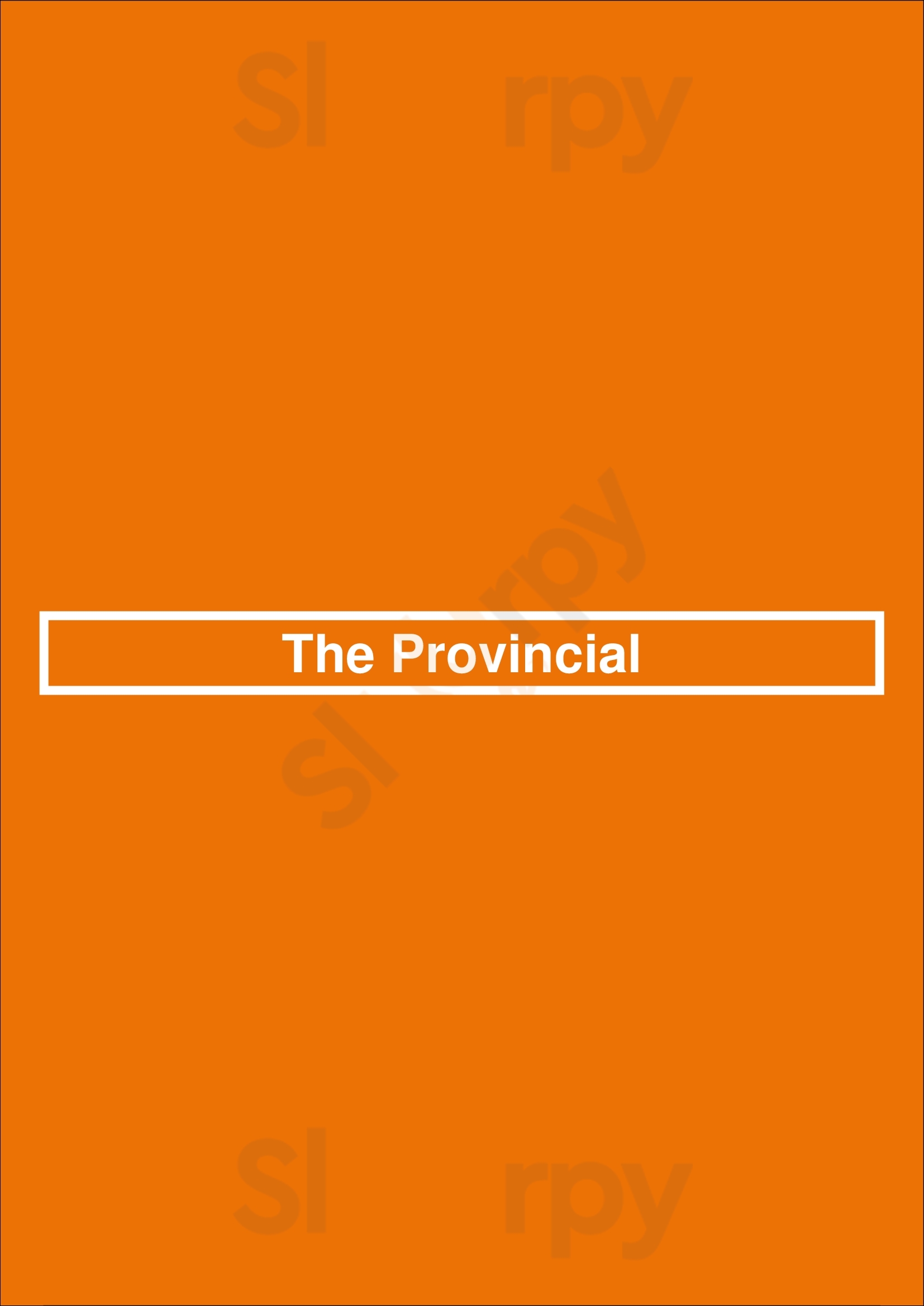 The Provincial Fredericton Menu - 1